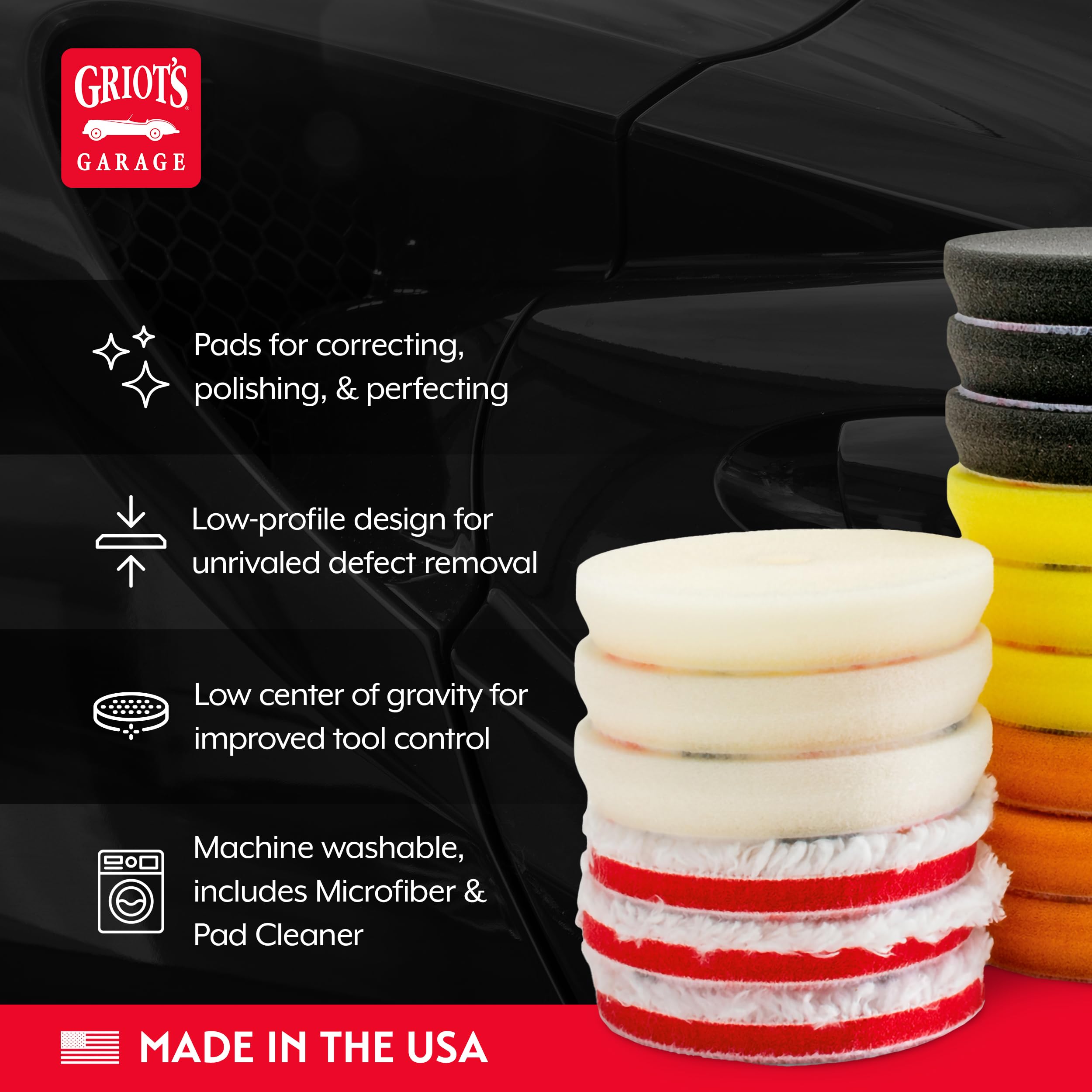 Griot's Garage 3" BOSS Pro-Grade Pad System Kit for Car Detailing, Includes Microfiber and Foam Pads for Paint Polishing, Perfecting, Correcting, and Cleaner - Image 3