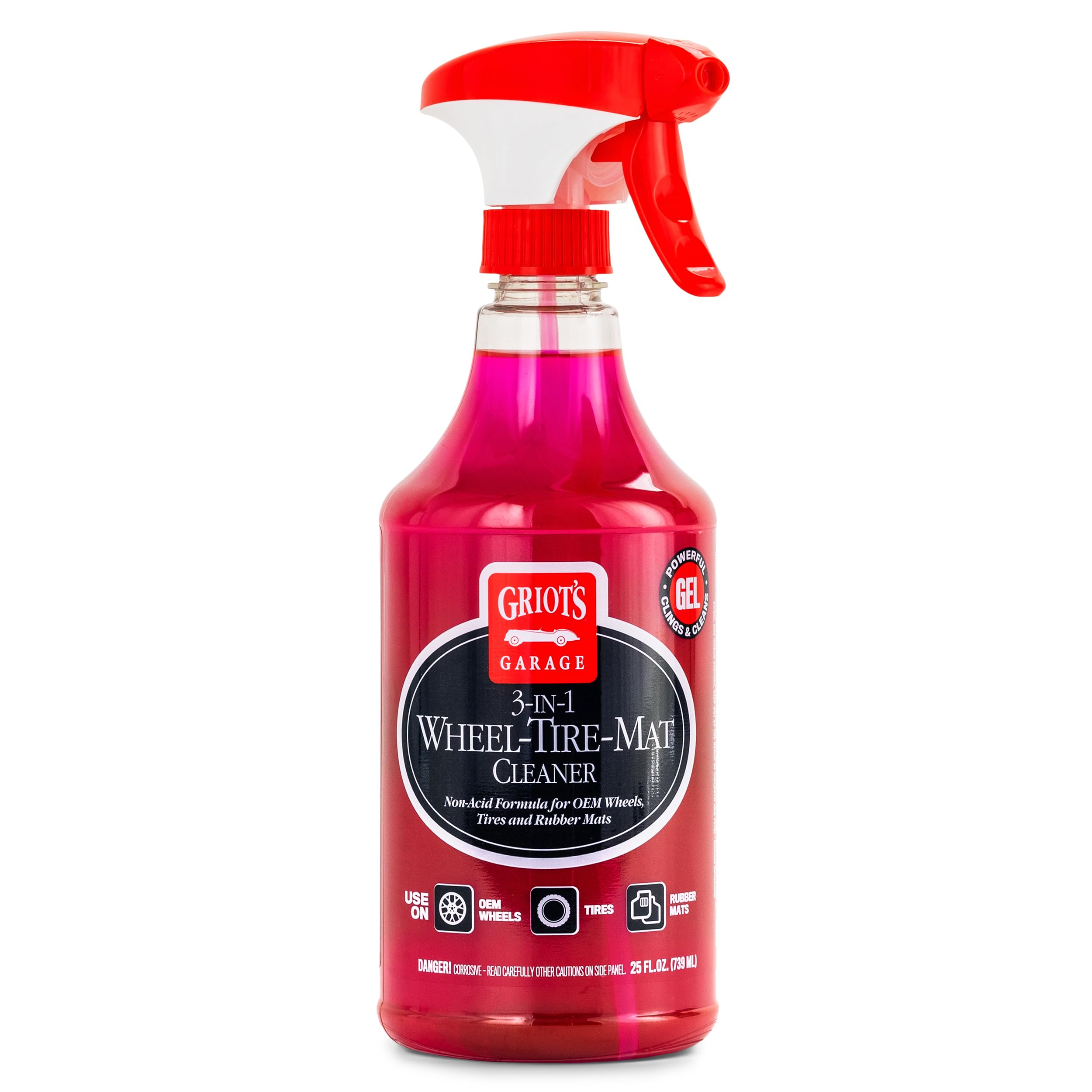 Griot's Garage 3-in-1 Wheel-Tire-Mat Cleaner for Car Detailing, Auto Cleaning Gel for Trucks, SUVs, Jeeps, RVs and More, 10825, 25oz