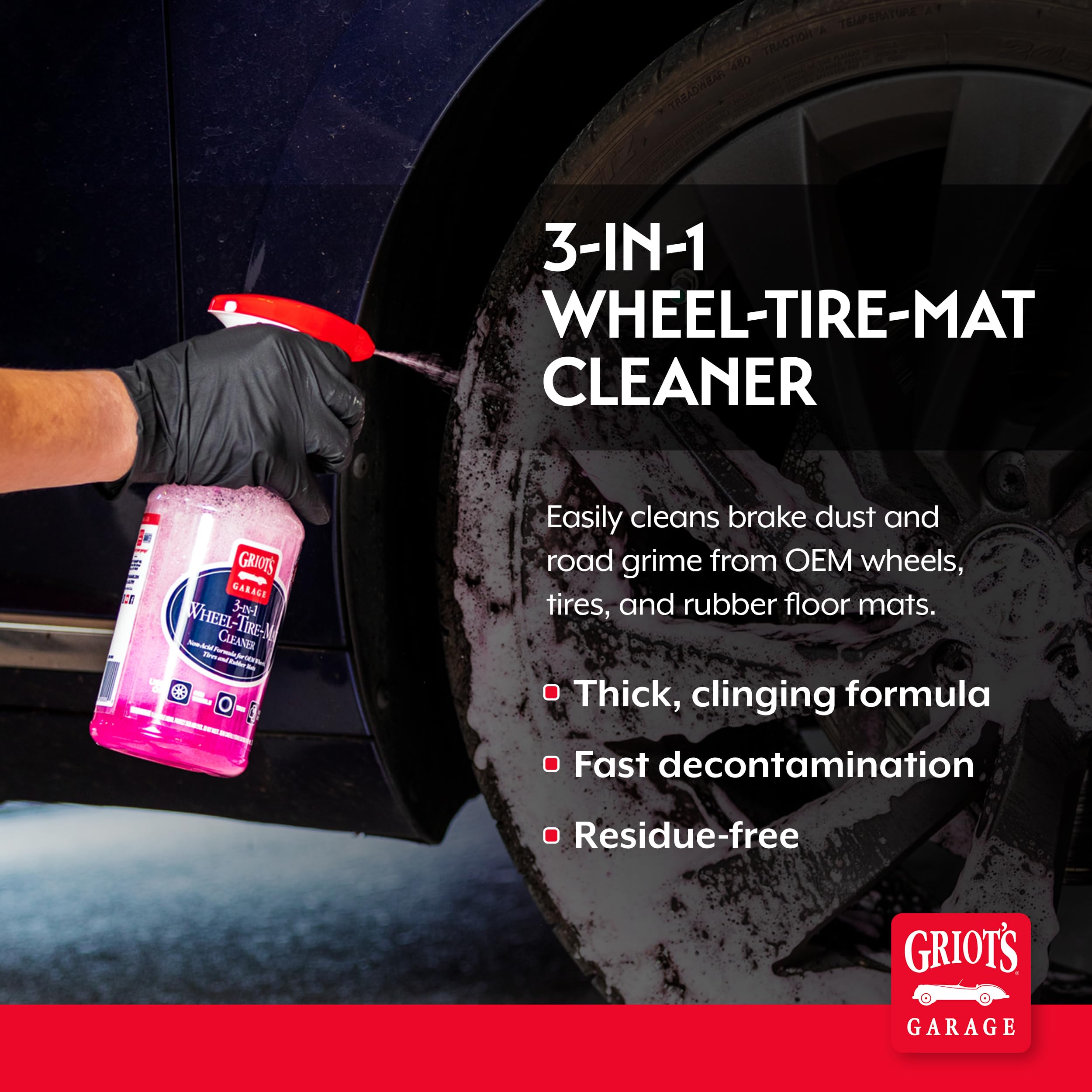 Griot's Garage 3-in-1 Wheel-Tire-Mat Cleaner for Car Detailing, Auto Cleaning Gel for Trucks, SUVs, Jeeps, RVs and More, 10825, 25oz - Image 2