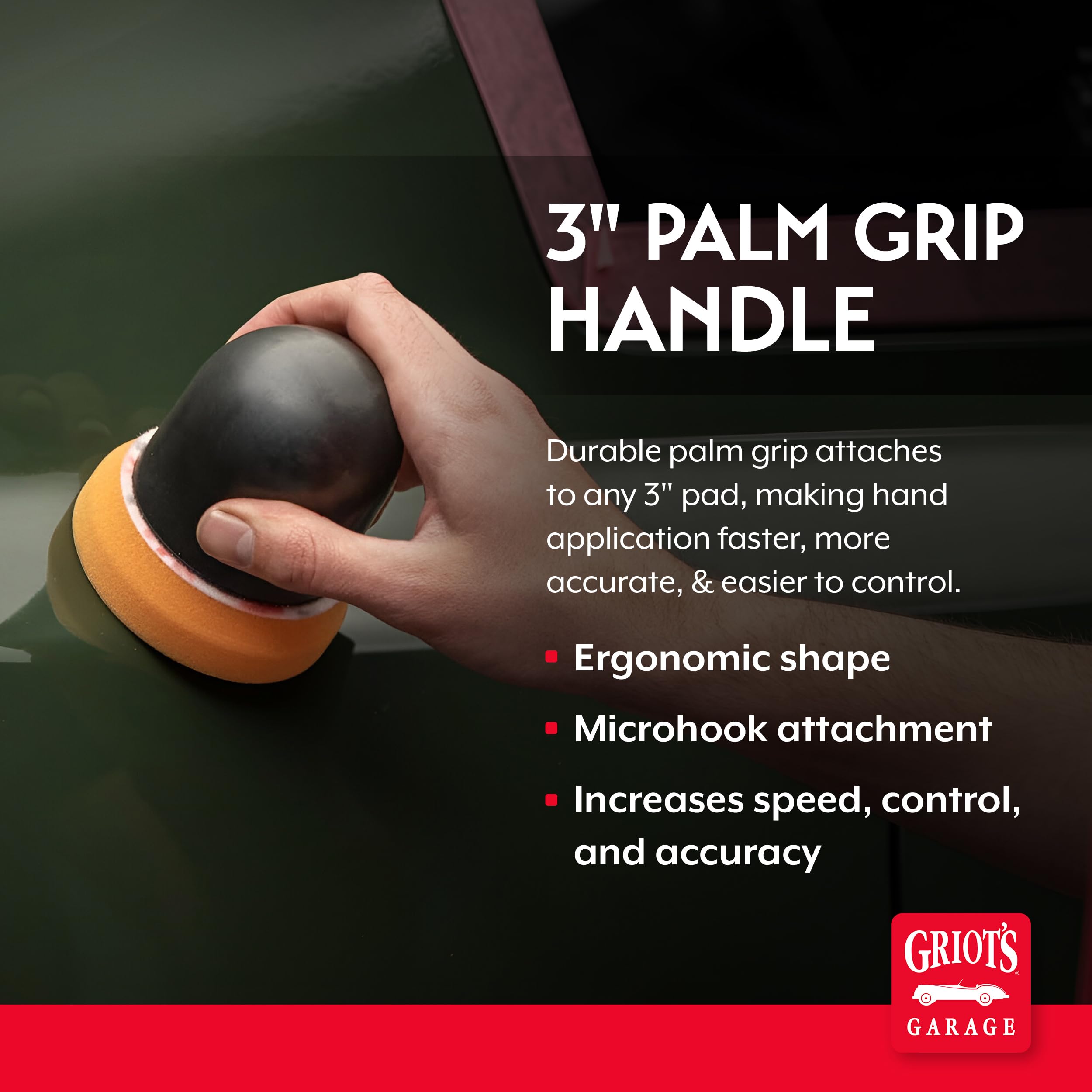 Griot's Garage 3" Palm Grip Handle for Car Detailing Hand Applicator Pads, Polishing, Waxing, Scrubbing, or Dressing Application, 10644 - Image 2