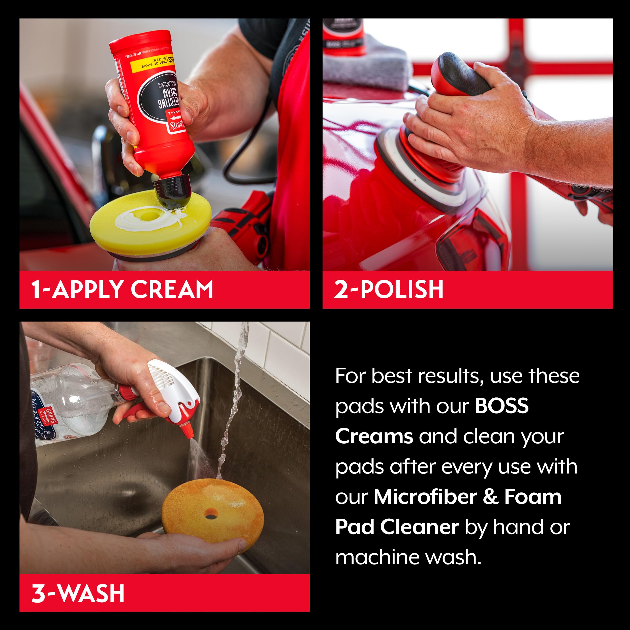 Griot's Garage 5" BOSS Pro-Grade Pad System Kit for Car Detailing, Includes Microfiber and Foam Pads for Paint Polishing, Perfecting, Correcting, and Cleaner - Image 4