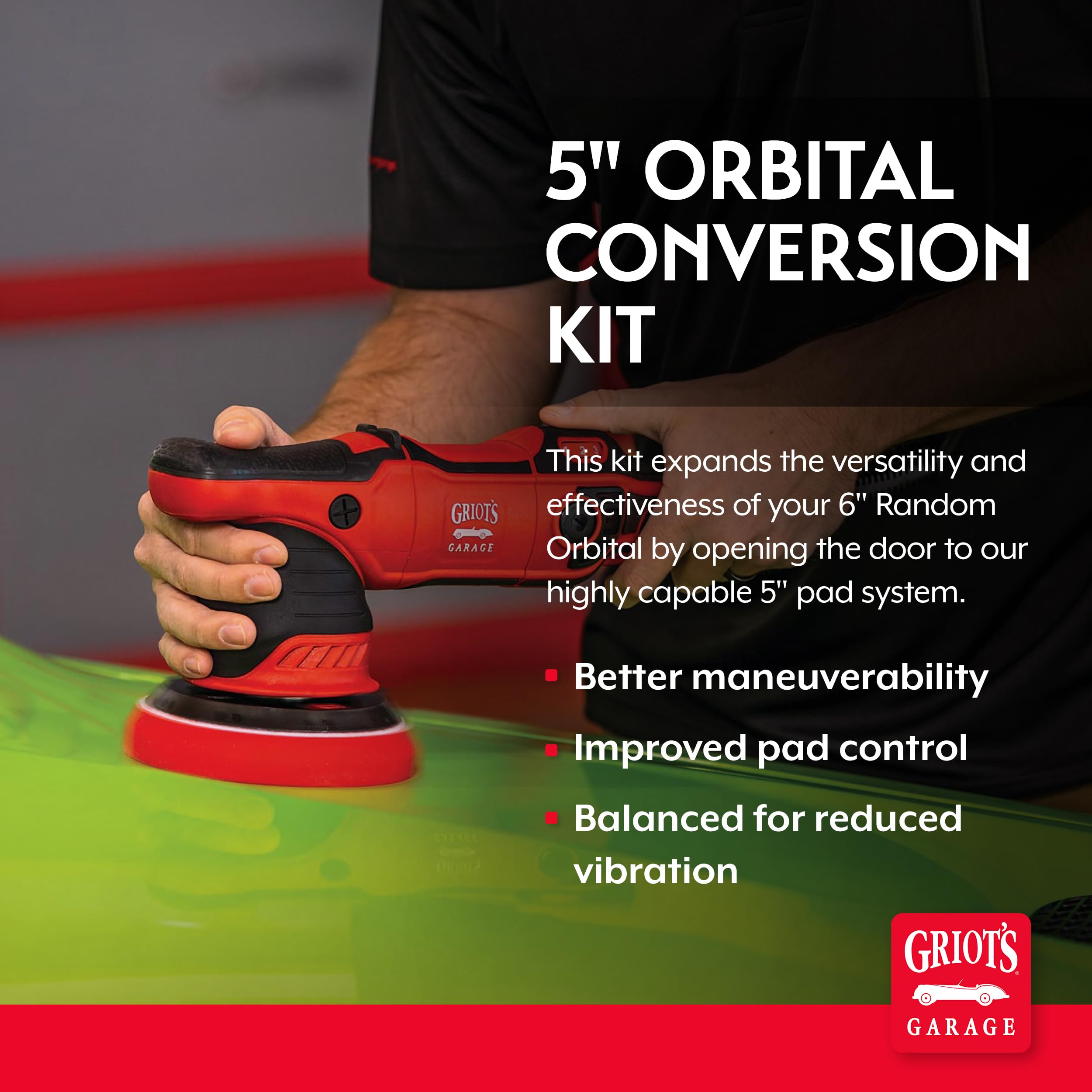 Griot's Garage 5" Orbital Conversion Kit for Car Detailing, Polishing, Waxing, Swirl and Scratch Removal, Includes 5" Backing Plate, Correcting, Finishing and Wax Pads, 10515 - Image 2