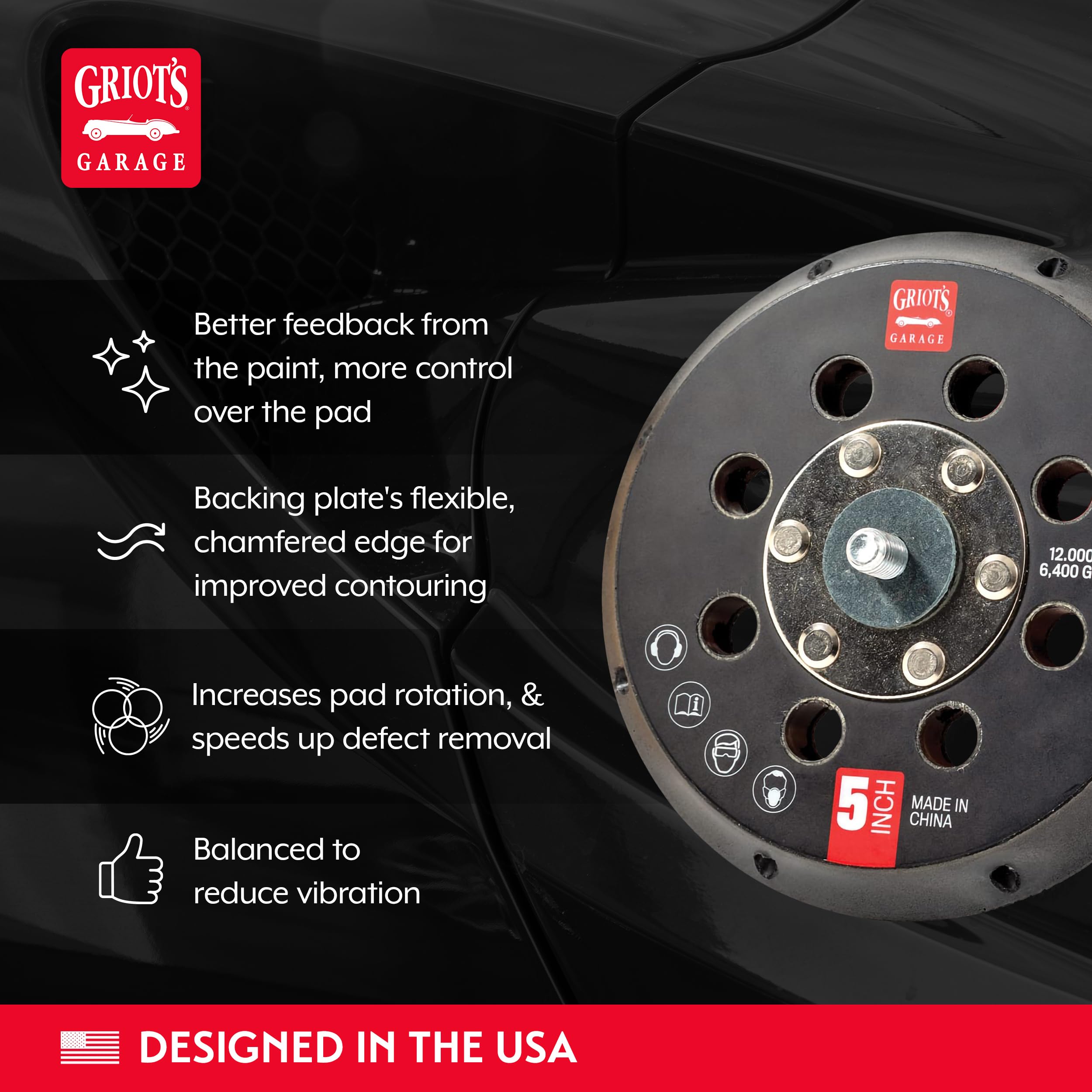 Griot's Garage 5" Orbital Conversion Kit for Car Detailing, Polishing, Waxing, Swirl and Scratch Removal, Includes 5" Backing Plate, Correcting, Finishing and Wax Pads, 10515 - Image 3