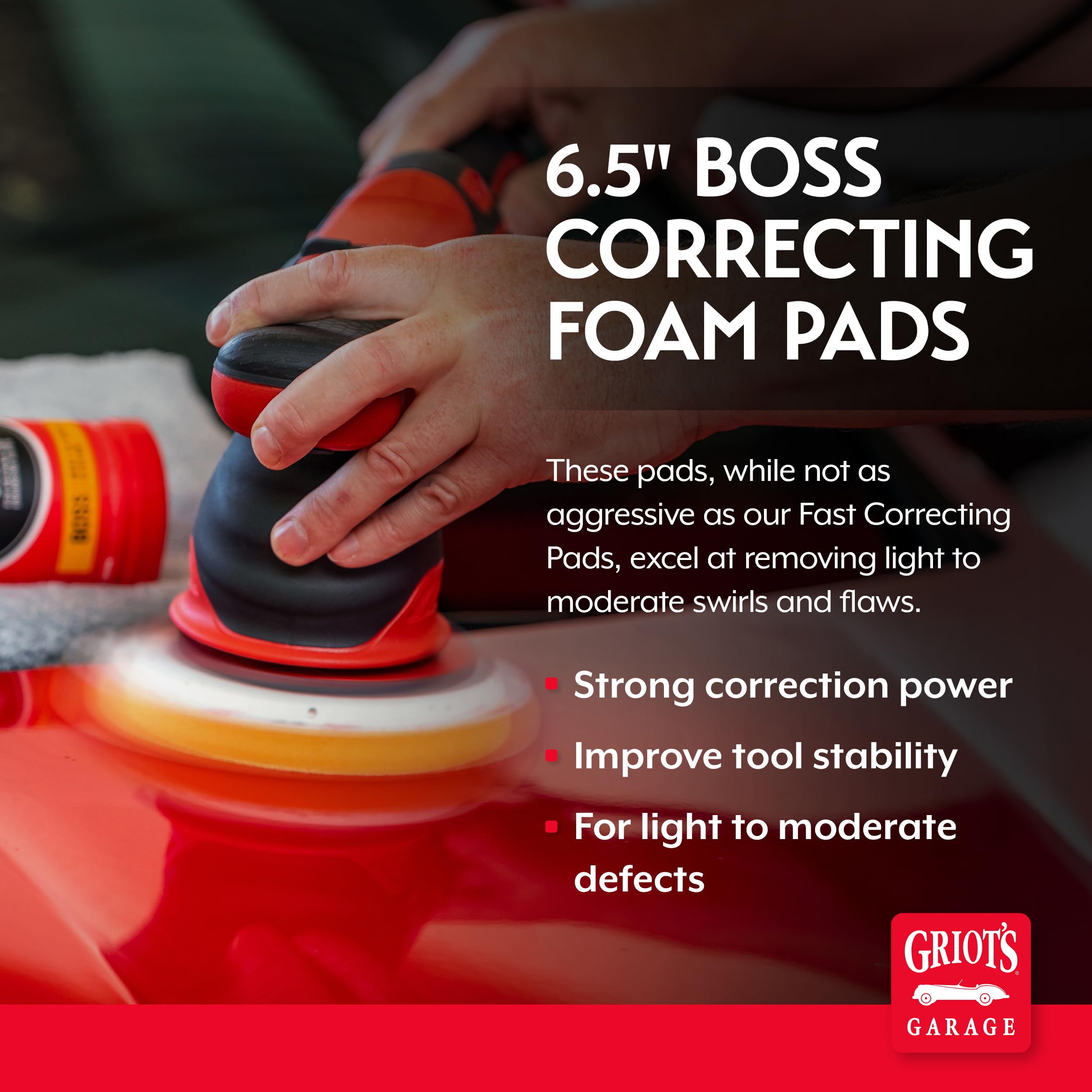Griot's Garage 6.5" BOSS Correcting Foam Pads for Car Polishing, Buffing, Detailing and Light to Moderate Auto Paint Correction, Durable, Machine-Washable, Pack of 2 - Image 2