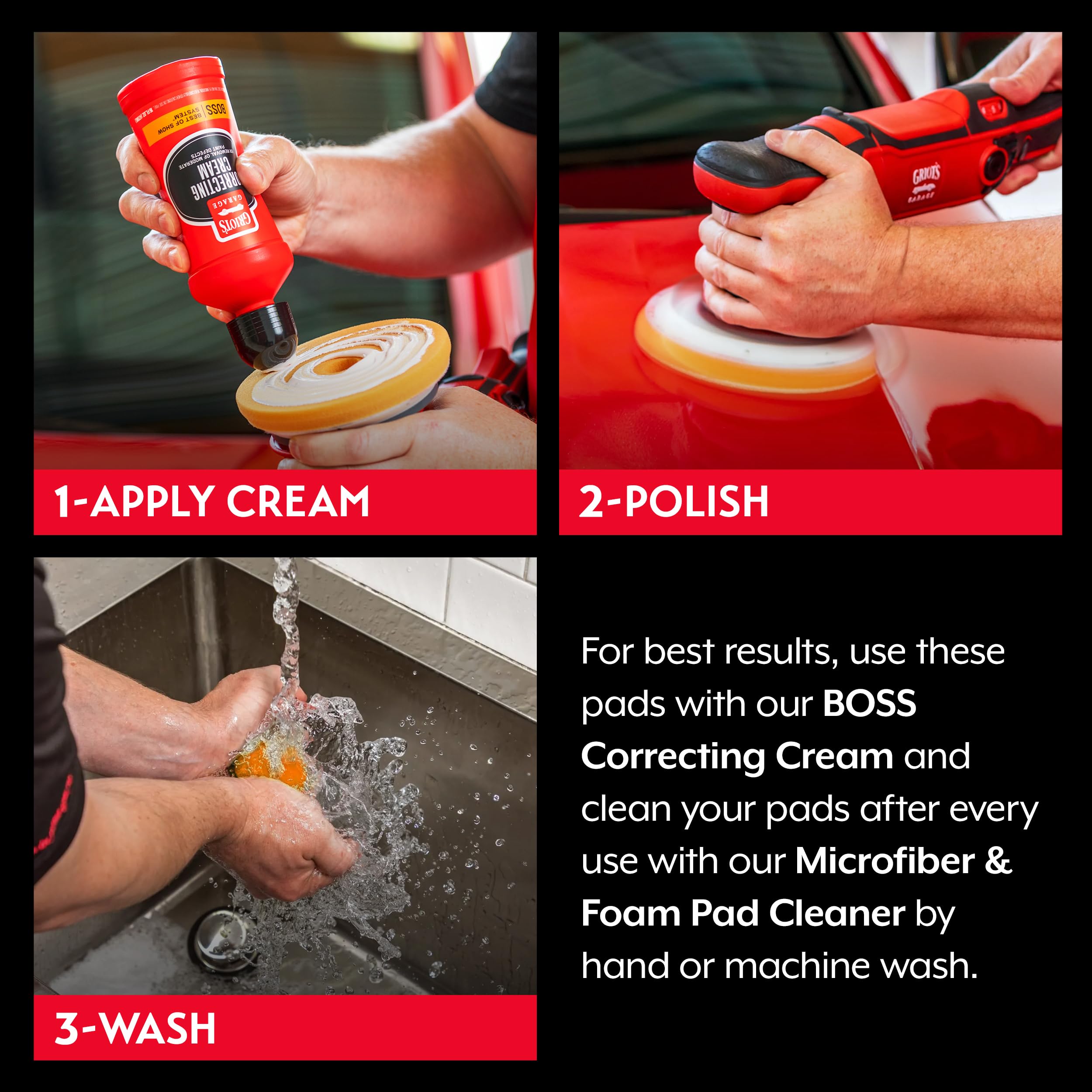Griot's Garage 6.5" BOSS Correcting Foam Pads for Car Polishing, Buffing, Detailing and Light to Moderate Auto Paint Correction, Durable, Machine-Washable, Pack of 2 - Image 4