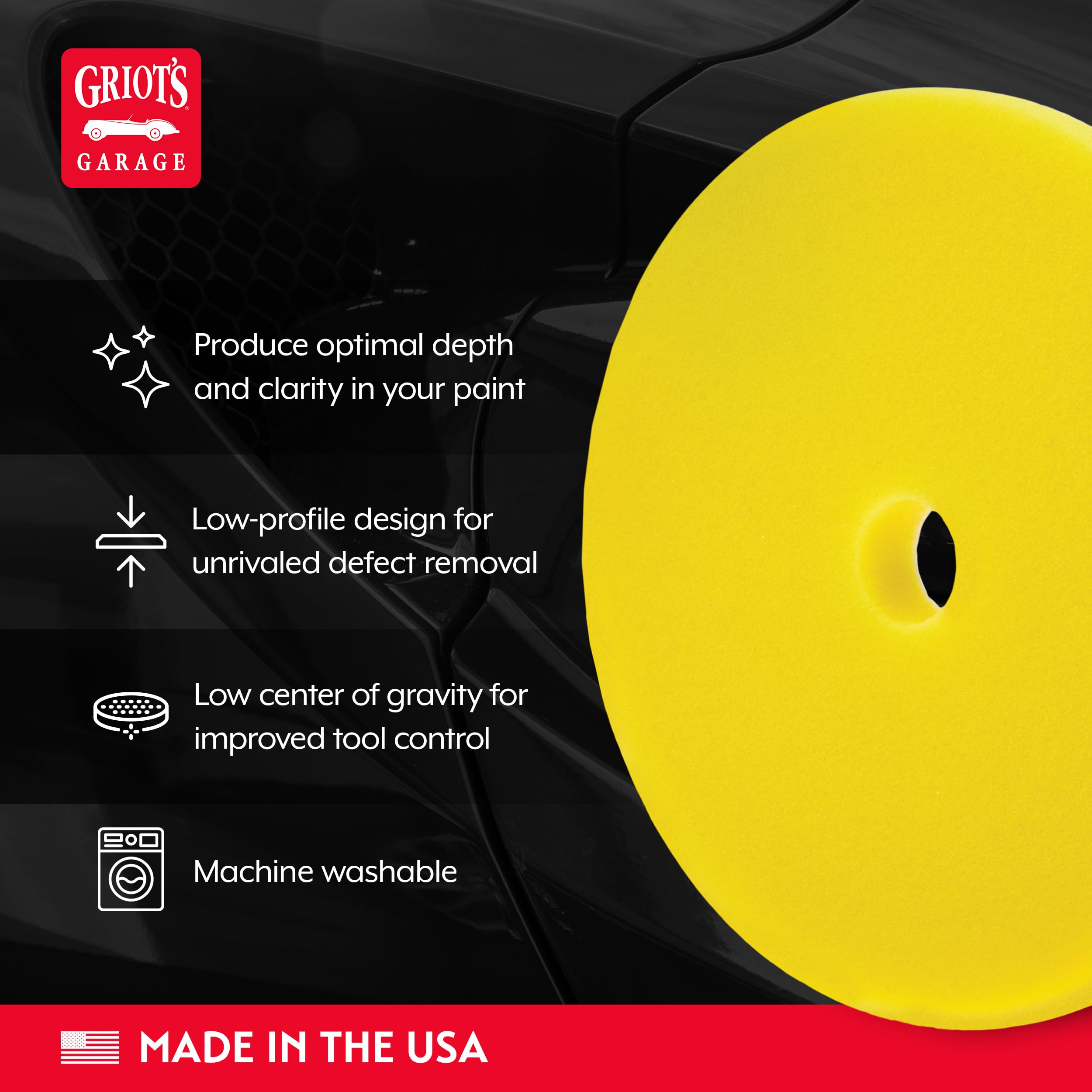 Griot's Garage 6.5” Perfecting Foam Pads for Car Polishing and Detailing, Buffing Pads for Paint Correction, Polishing, and Waxing, Yellow, Set of 2 - Image 3