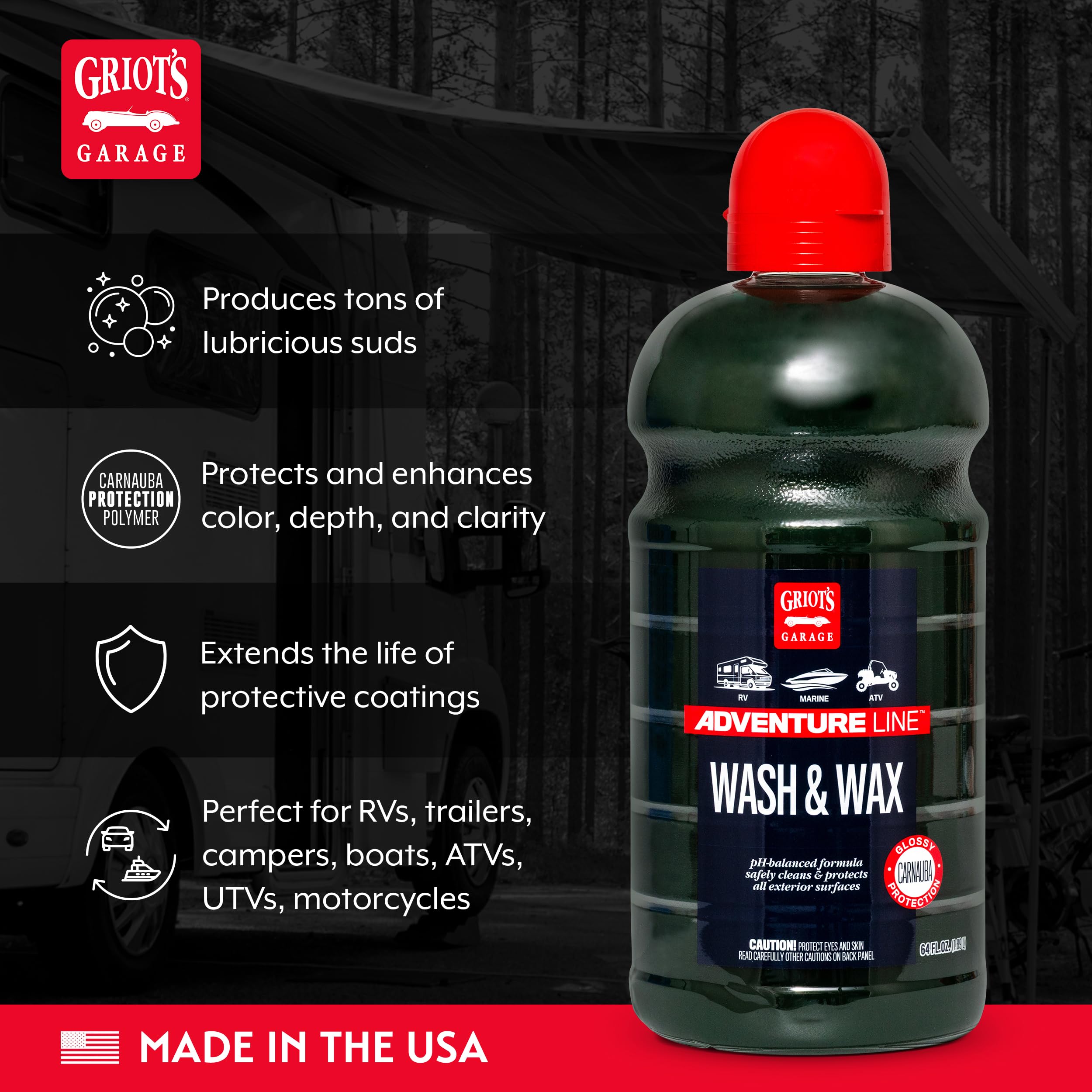 Griot's Garage Adventure Wash and Wax Starter Kit for RVs, Campers, Boats, ATVs, Motorcycles, Includes Wash Soap, Microfiber Wash Pads, and Extra-Large PFM Edgeless Drying Towel - Image 3