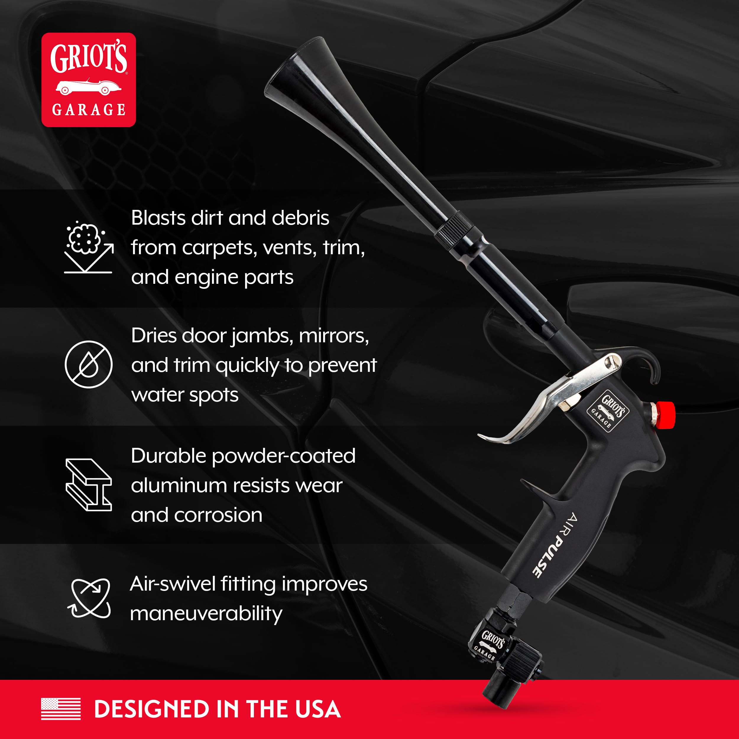 Griot's Garage Air Pulse Blow Gun 2.0 – High-Pressure Pneumatic Cyclonic Cleaner and Dryer Tool for Car Detailing, Interior and Exterior Surfaces, and Buffing Pads, 90656 - Image 3