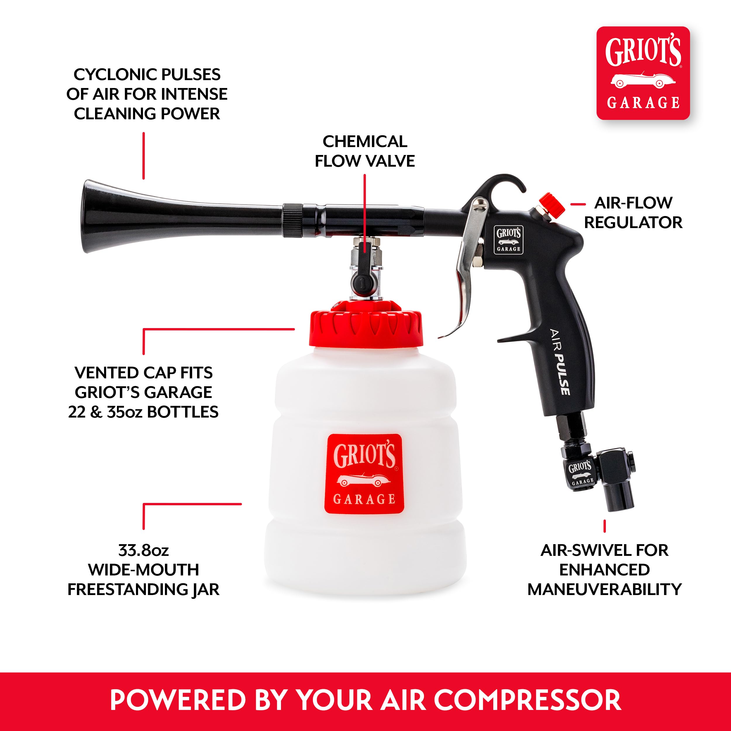 Griot's Garage Air Pulse Cleaning Gun for Car Detailing, Pneumatic Air Cleaner for Interior and Exterior Auto Surfaces, Compatible with Alkaline and Surfactant-Based Vehicle Cleaners, 90565 - Image 5