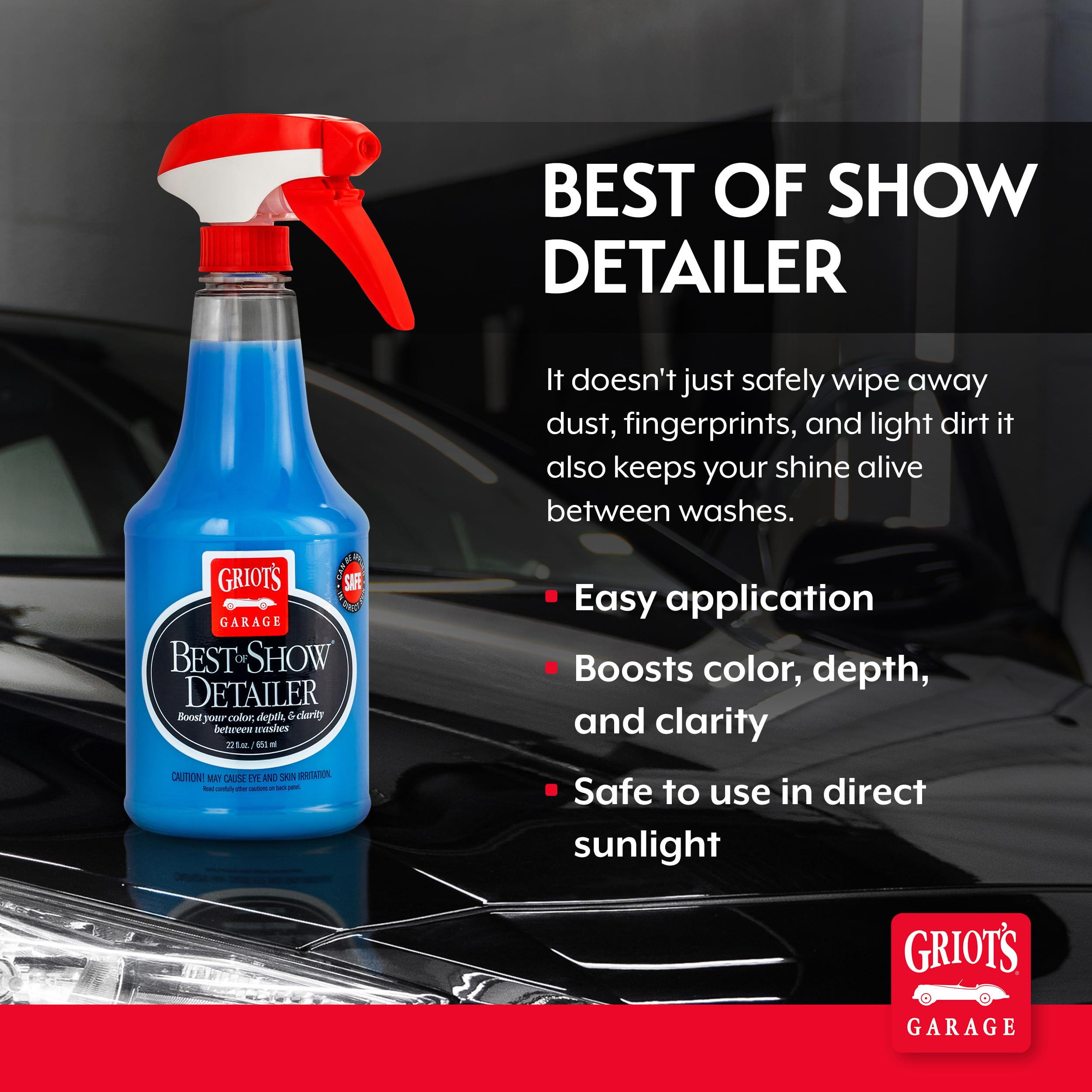 Griot's Garage Best of Show Detailer for Car Detailing, Wipes Away Dust, Fingerprints, and Light Dirt, Improves Paint Gloss and Color Between Washes, 10980, 22oz - Image 2