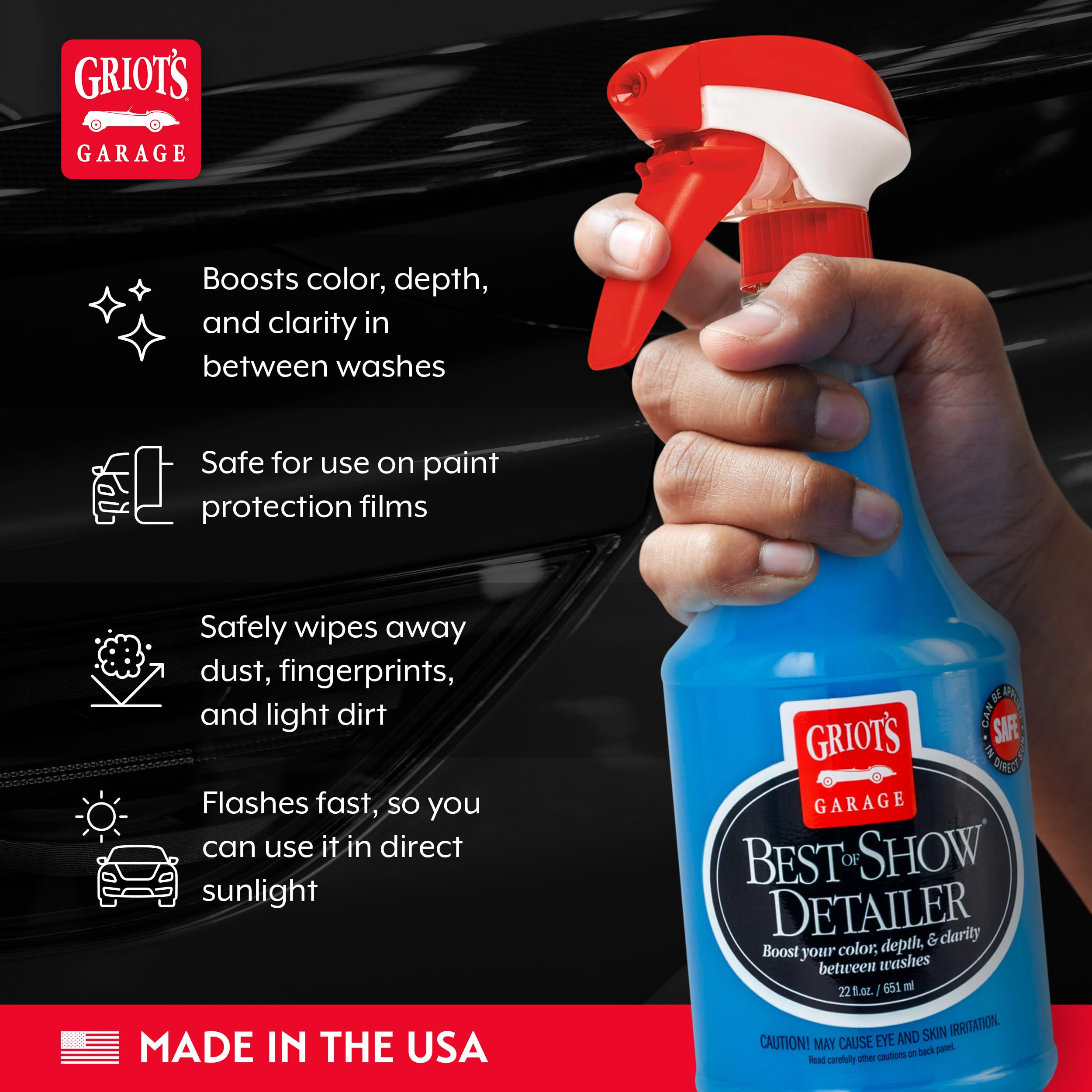 Griot's Garage Best of Show Detailer for Car Detailing, Wipes Away Dust, Fingerprints, and Light Dirt, Improves Paint Gloss and Color Between Washes, 10980, 22oz - Image 3