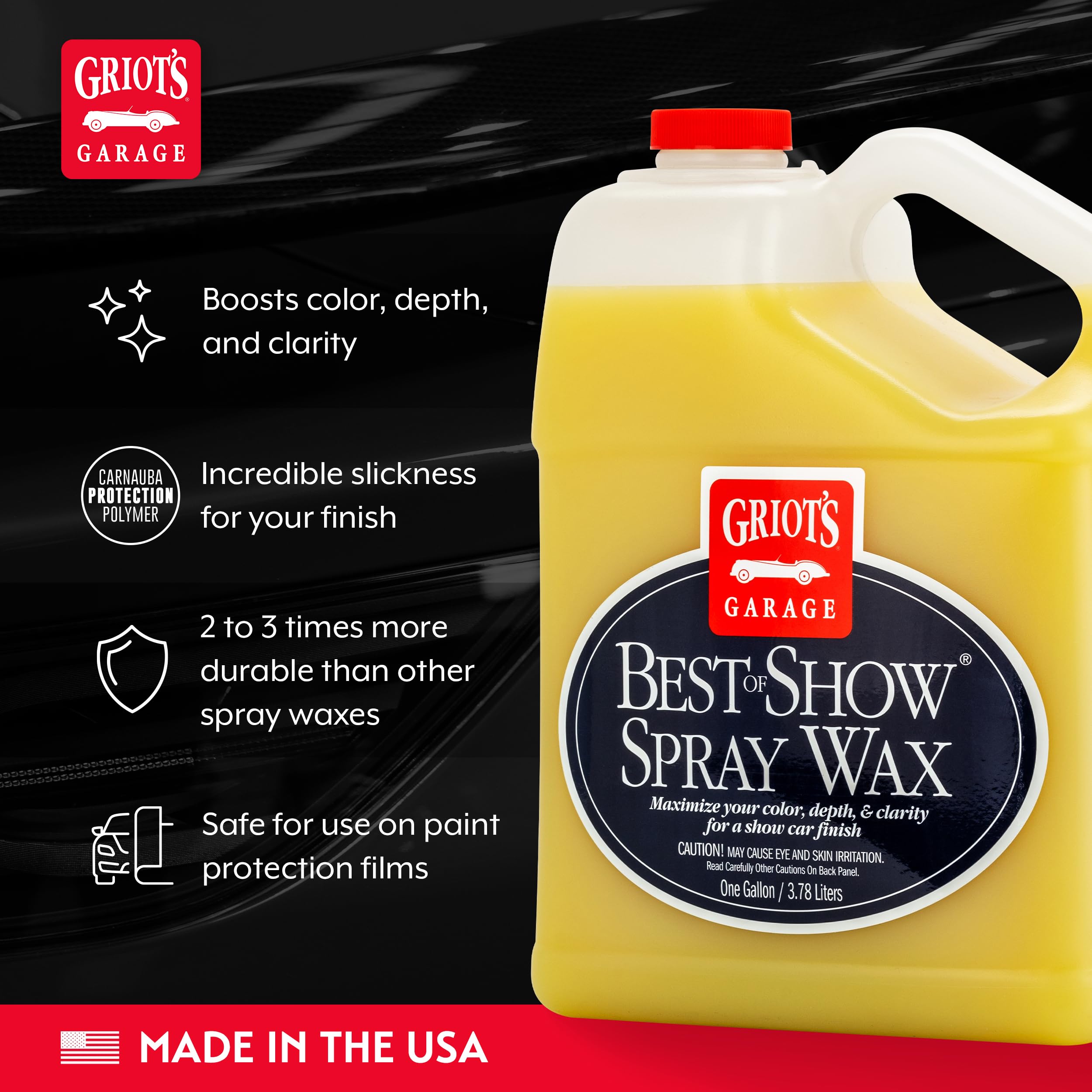 Griot's Garage Best of Show Spray Wax for Car Detailing, Works on Paint Protection Films and Ceramic Coatings, Provides Long-Lasting Coverage Between Uses, 10969, One Gallon - Image 3