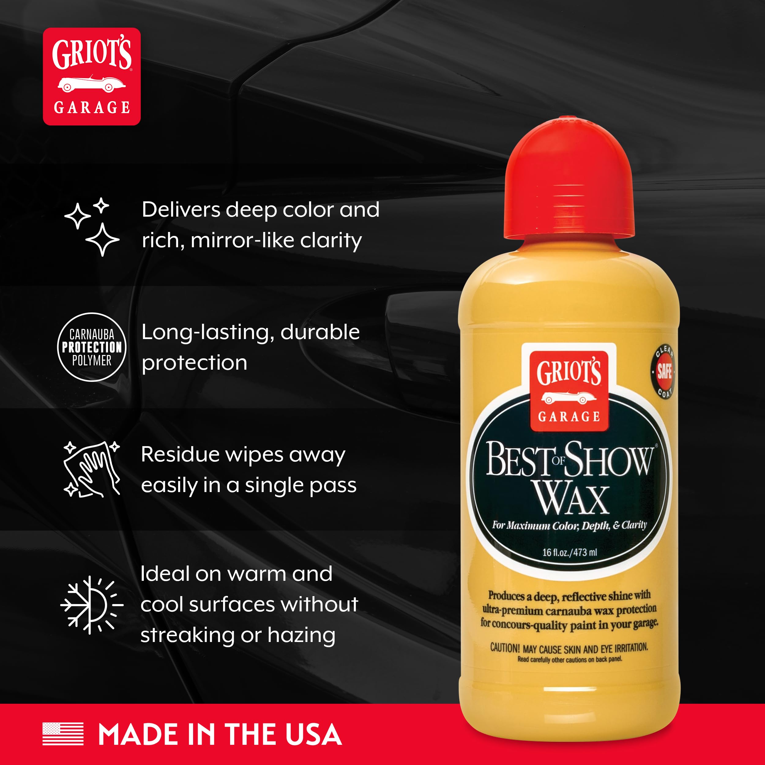 Griot's Garage Best of Show Wax for Car Detailing and Polishing, Carnauba-Packed Wax Coating for High-Gloss Shine and Paint Protection, 11171, 16oz - Image 3