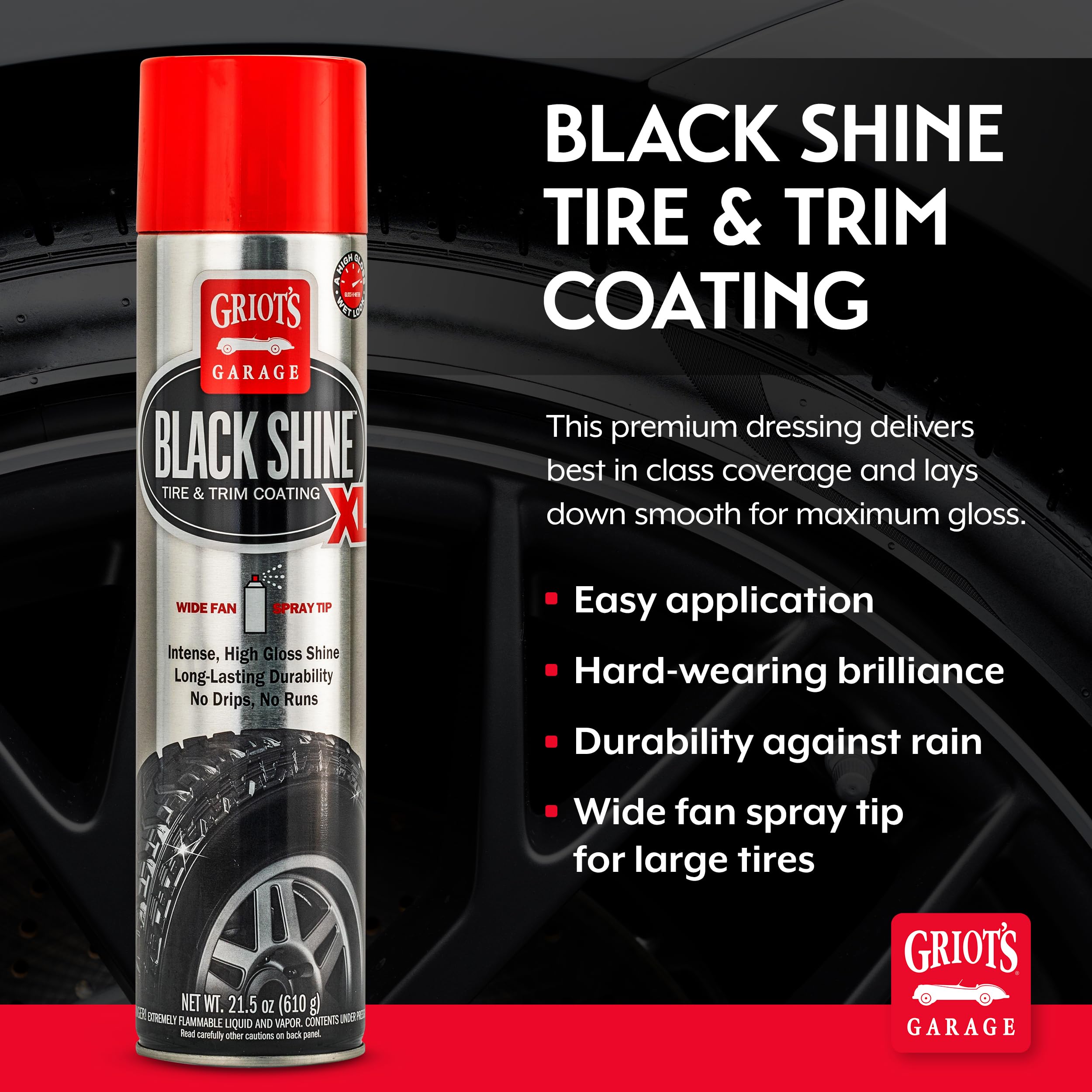 Griot's Garage Black Shine Tire and Trim Coating, Water-Resistant Dressing, Provides a High-Gloss Finish, Rain, and UV Protection, 10850, 21.5oz - Image 2