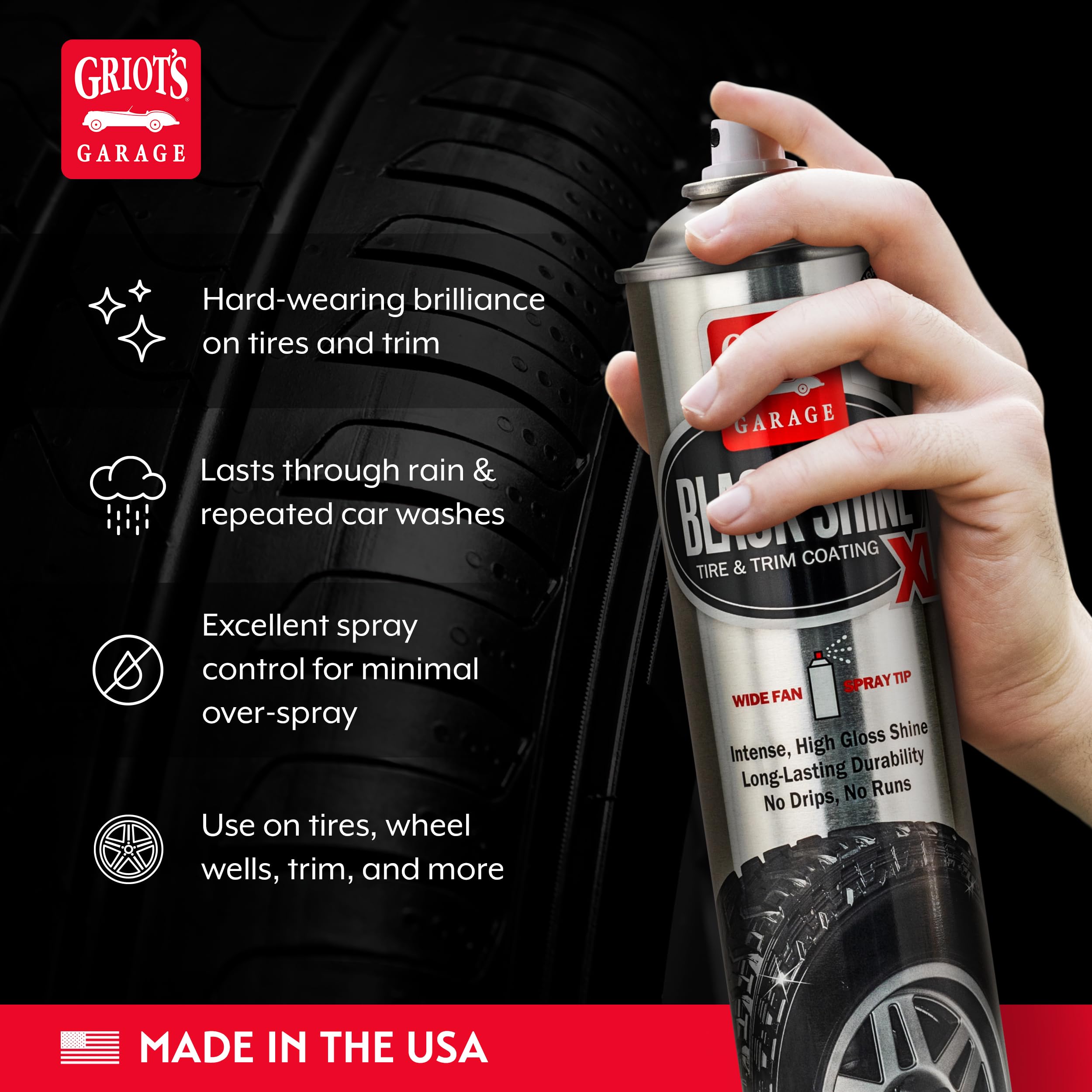 Griot's Garage Black Shine Tire and Trim Coating, Water-Resistant Dressing, Provides a High-Gloss Finish, Rain Protection, 57709, 21.5oz, Pack of 6 - Image 3