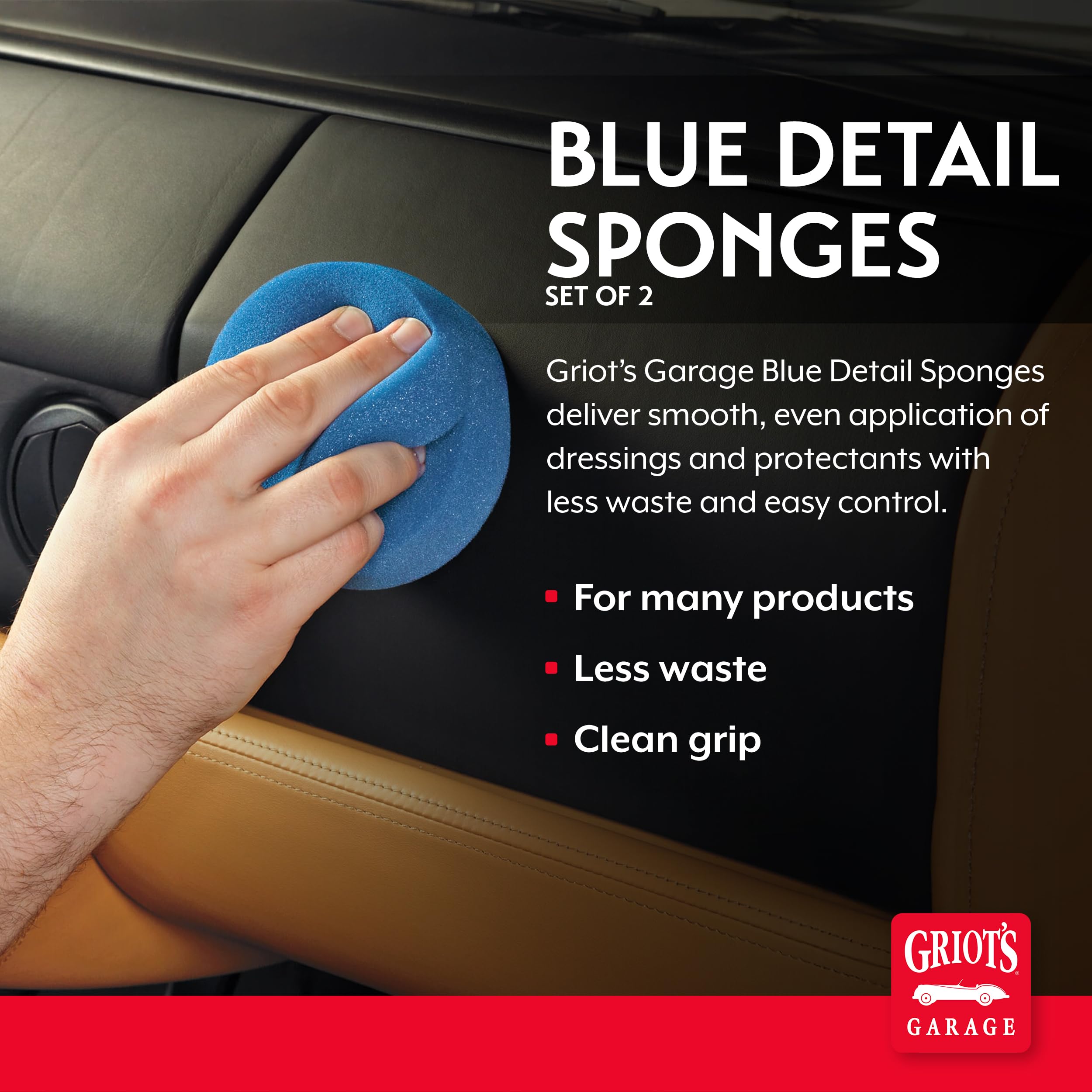 Griot's Garage Blue Detail Sponges for Car Detailing and Polishing, Foam Applicators for Waxes, Tire Dressings, Cleaners, Coatings, and Conditioners, 11205, Set of 2 - Image 2