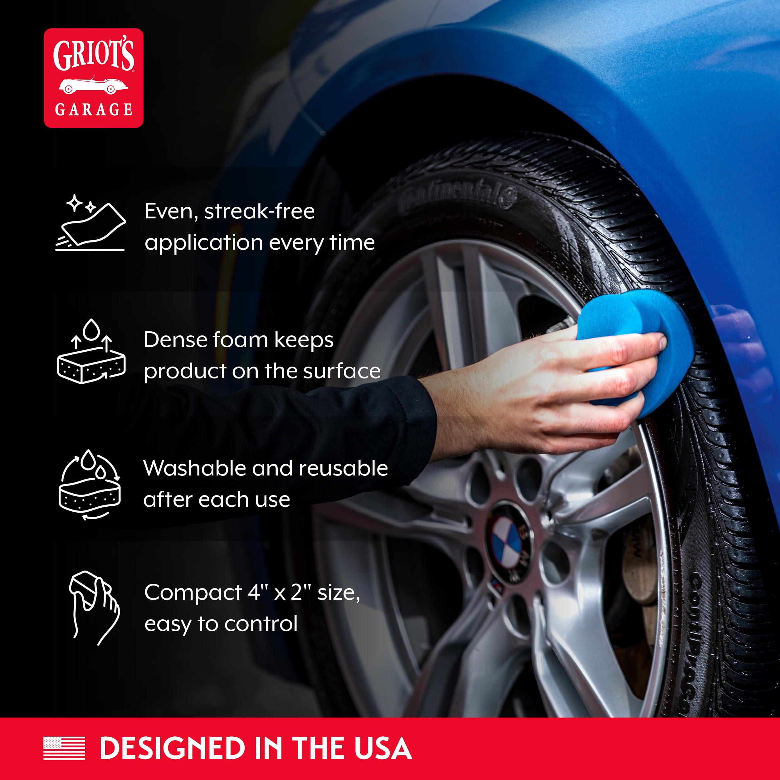 Griot's Garage Blue Detail Sponges for Car Detailing and Polishing, Foam Applicators for Waxes, Tire Dressings, Cleaners, Coatings, and Conditioners, 11205, Set of 2 - Image 3