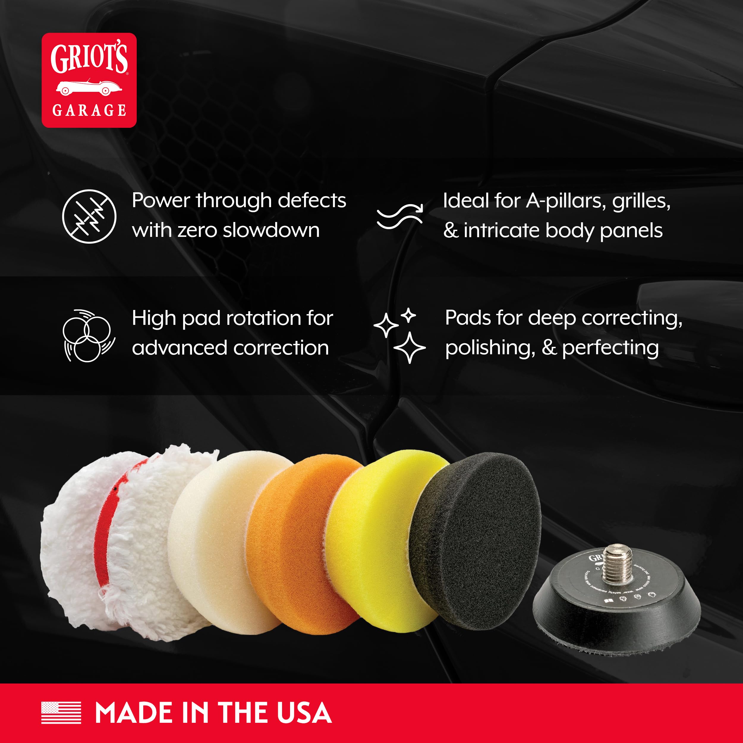 Griot's Garage BOSS 2" Orbital Conversion Kit for Car Polishing and Detailing, Compatible with G8 Mini Random Orbital, Includes Extension Backing Plate, Microfiber and Foam Buffing Pads - Image 3