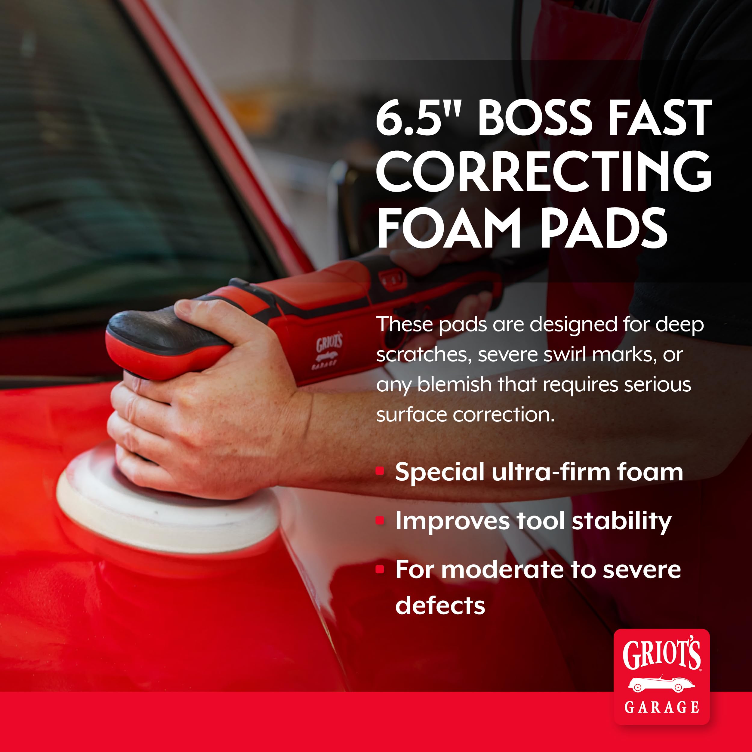 Griot's Garage BOSS 6.5" Fast Correcting Foam Pads for Car Polishing and Detailing, Buffing Pads for Moderate to Severe Scratch Removal, Set of 2 - Image 2