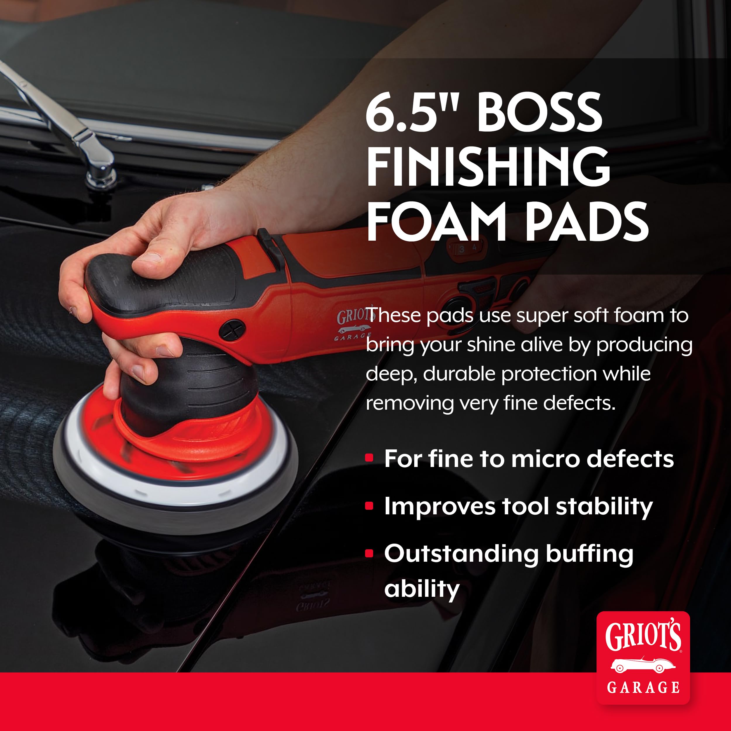 Griot's Garage BOSS 6.5" Fast Correcting Foam Pads for Car Polishing and Detailing, Buffing Pads for Moderate to Severe Scratch Removal, Set of 2 - Image 2