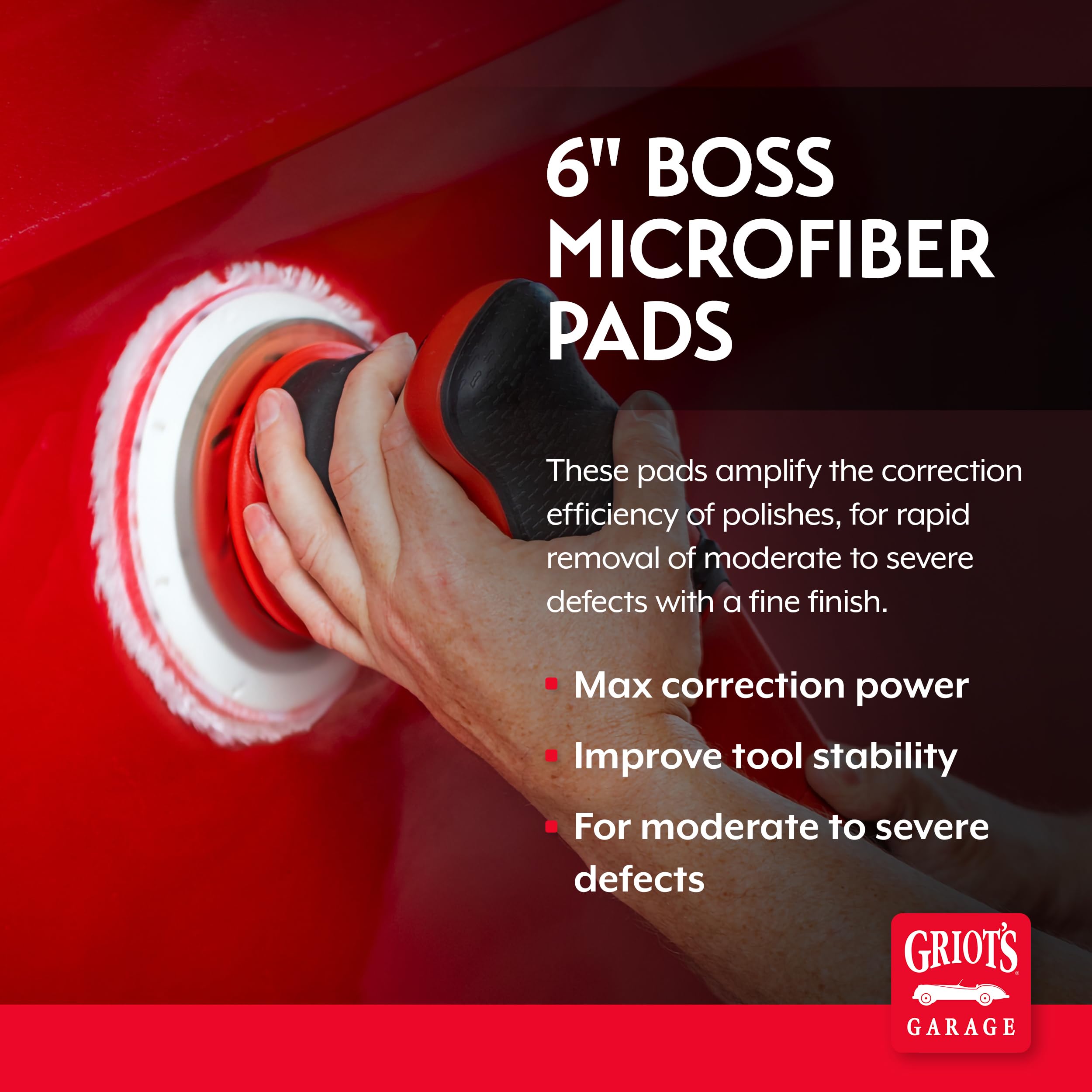Griot's Garage BOSS 6.5” Microfiber Pads for Car Polishing and Detailing, Buffing Pads for Moderate and Severe Scratch Removal, Set of 2 - Image 2