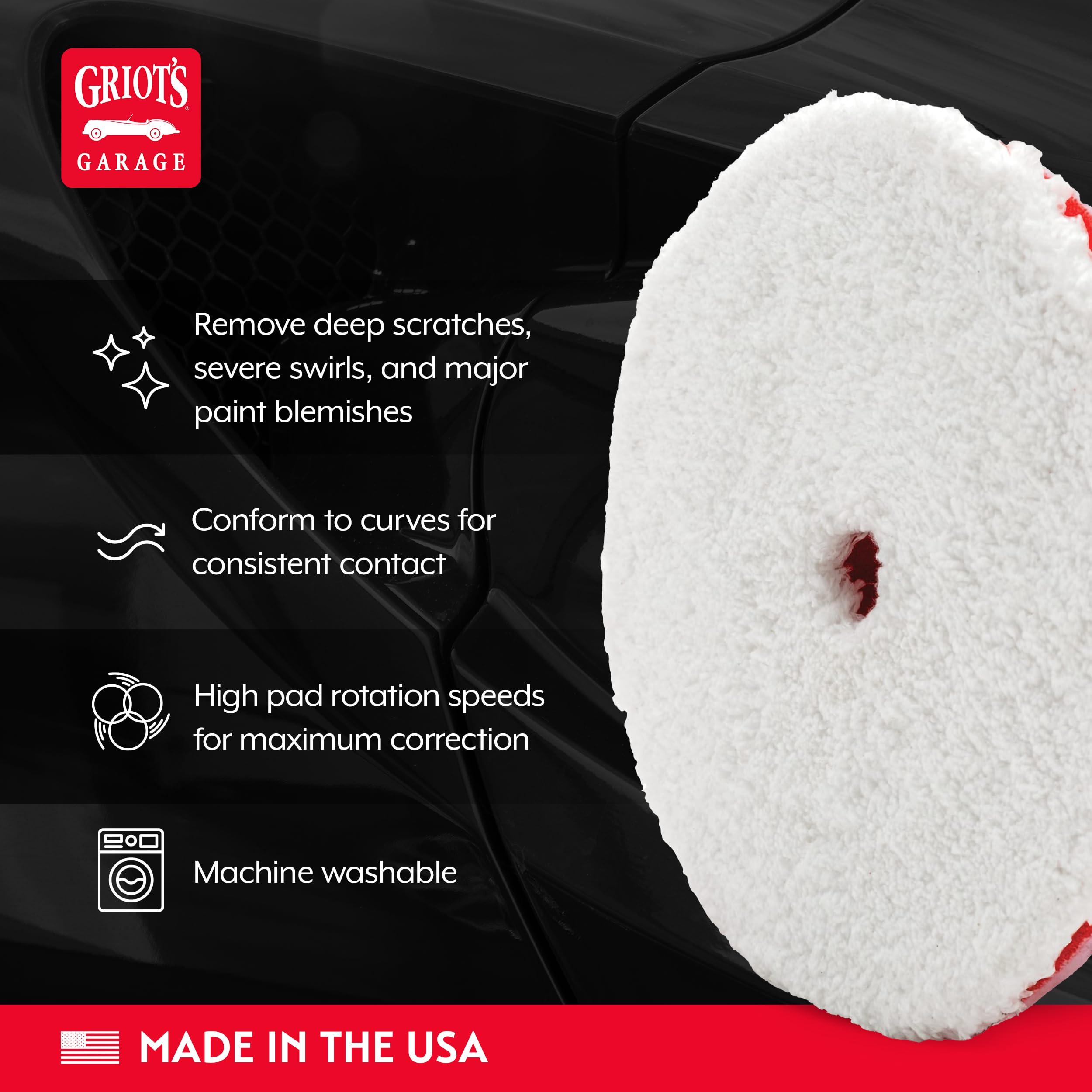 Griot's Garage BOSS 6.5” Microfiber Pads for Car Polishing and Detailing, Buffing Pads for Moderate and Severe Scratch Removal, Set of 2 - Image 3