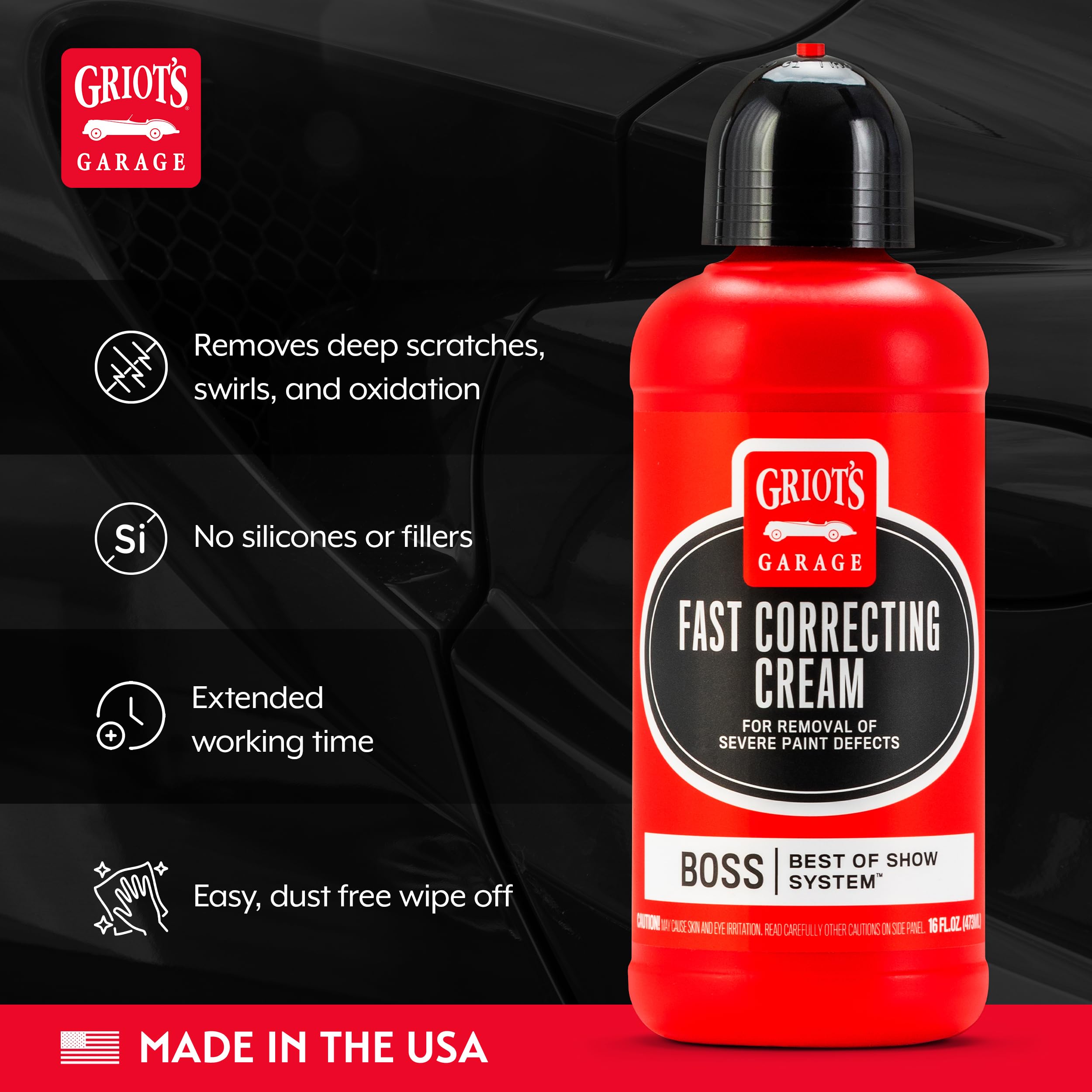 Griot's Garage BOSS Fast Correcting Cream for Car Polishing and Detailing, Swirl, Scratch Remover for Vehicles, 16oz - Image 3