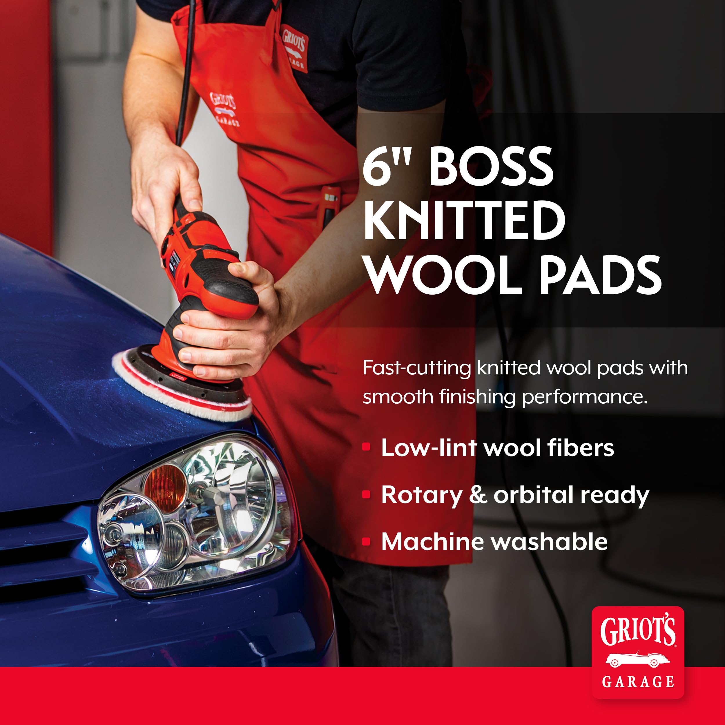Griot's Garage BOSS Knitted Wool Pads for Car Detailing, Polishing and Paint Correction, Buffing Pads Compatible with BOSS Creams, 6.5”, Set of 2 - Image 2