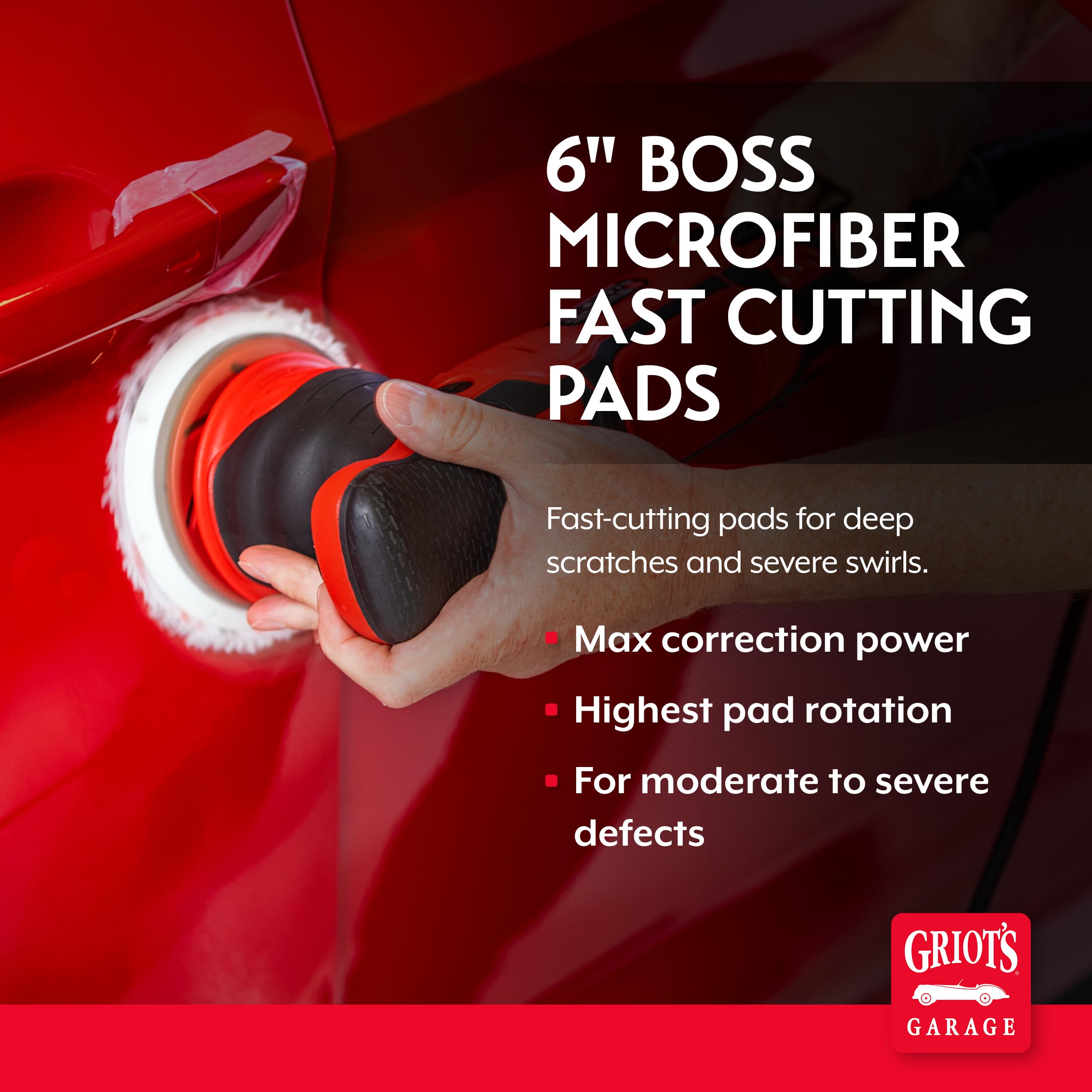 Griot's Garage BOSS Microfiber Fast Cutting Pads for Car Detailing, Polishing and Maximum Paint Correction, Orbital Polisher Buffing Pads, 6”, Set of 2 - Image 2