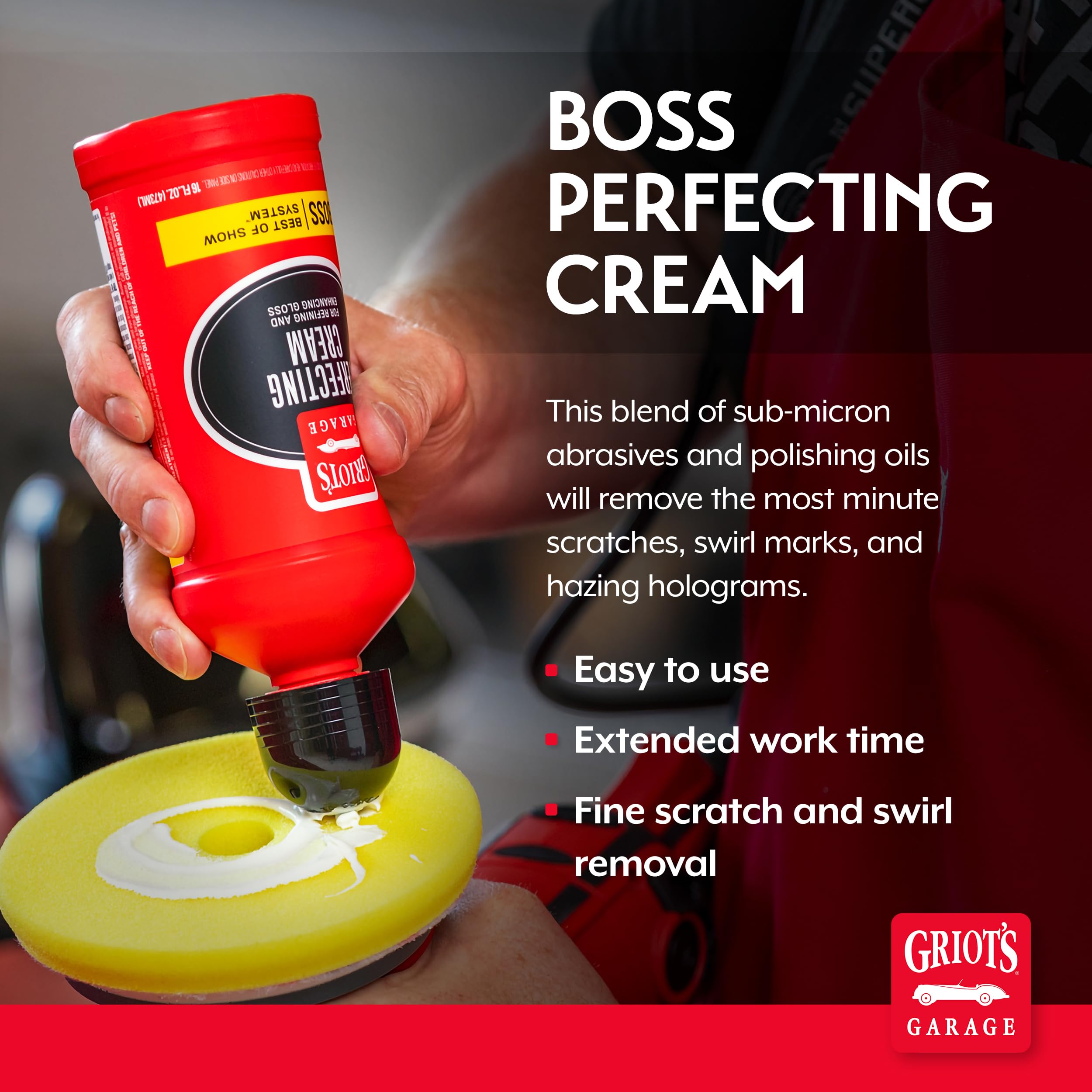 Griot's Garage BOSS Perfecting Cream for Car Polishing and Detailing, Light Polish, Fine Scratch, Swirl Remover for Vehicles, 16oz - Image 2