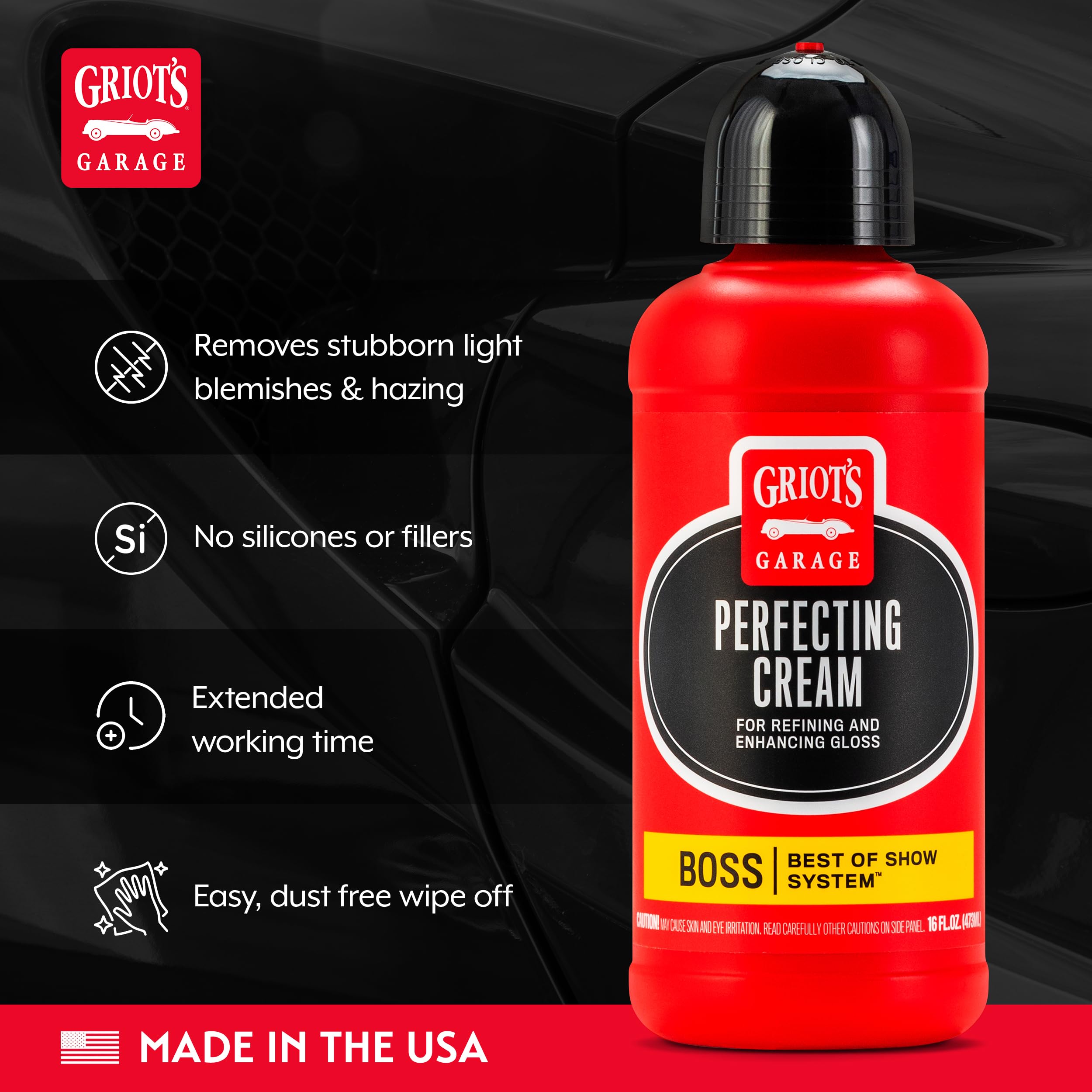 Griot's Garage BOSS Perfecting Cream for Car Polishing and Detailing, Light Polish, Fine Scratch, Swirl Remover for Vehicles, 16oz - Image 3
