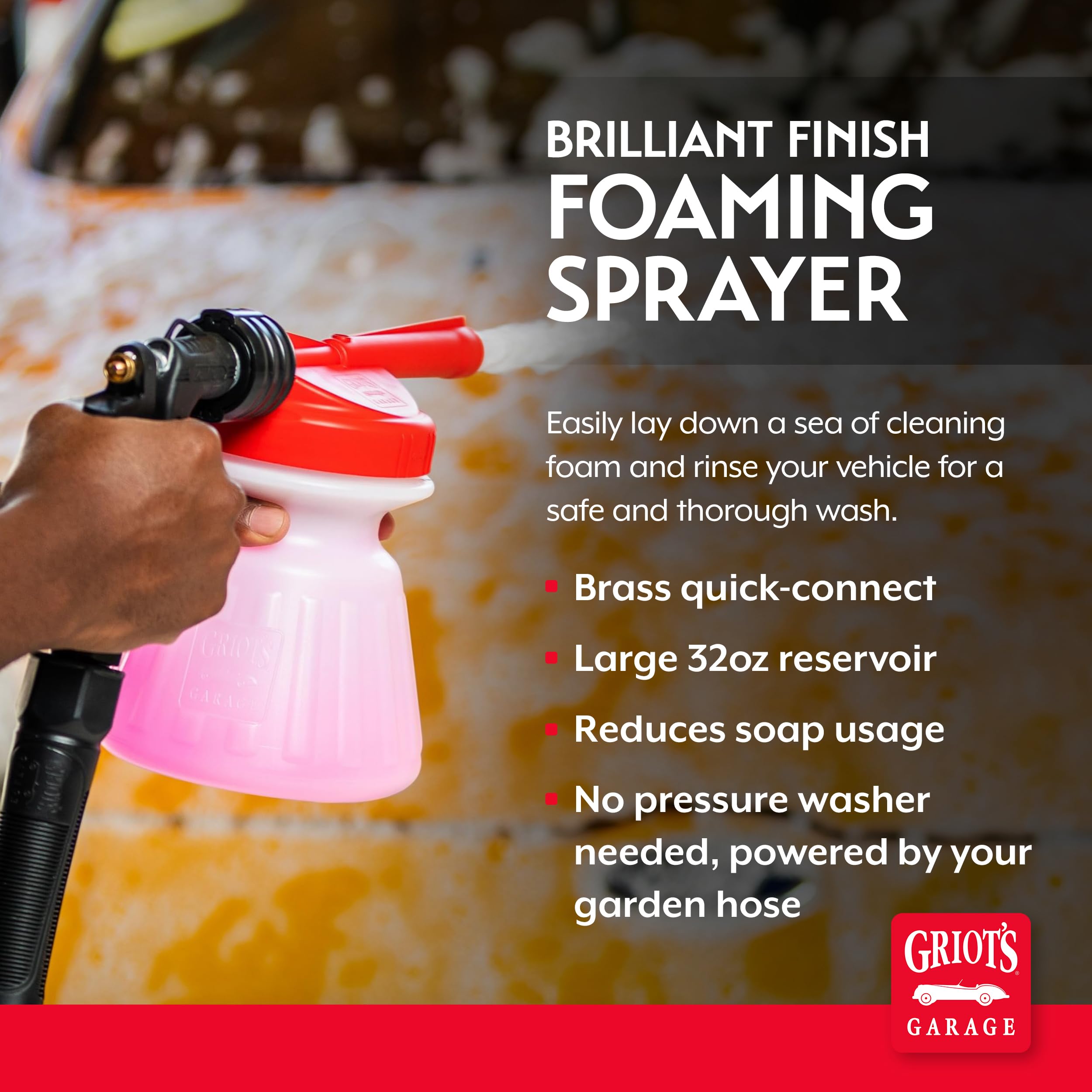 Griot's Garage Brilliant Finish Foaming Sprayer, Car Wash, SUV, RV, Boat, Vehicle, Foam Gun for Garden Hose, Soap Cannon, 32 Oz Bottle, 51140 - Image 2