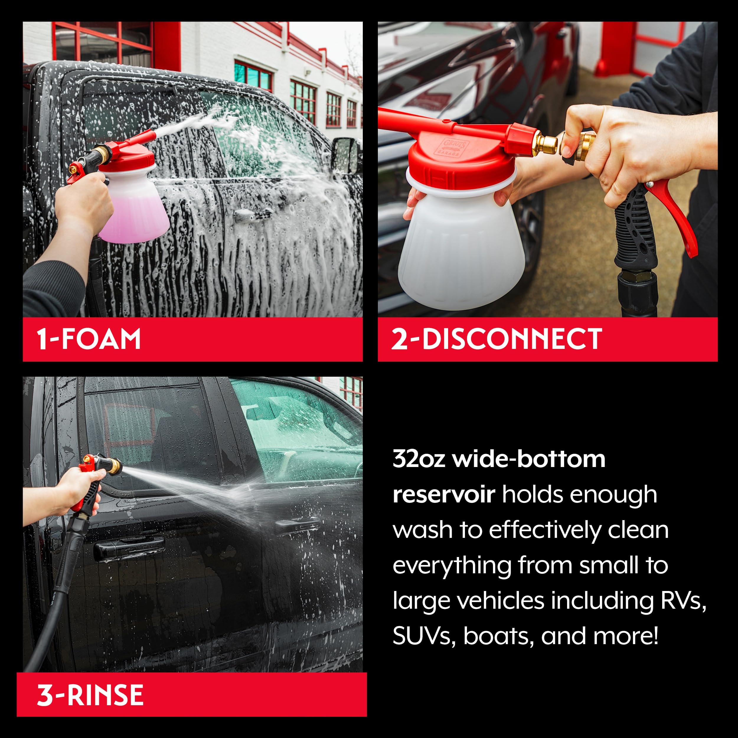 Griot's Garage Brilliant Finish Foaming Sprayer, Car Wash, SUV, RV, Boat, Vehicle, Foam Gun for Garden Hose, Soap Cannon, 32 Oz Bottle, 51140 - Image 4