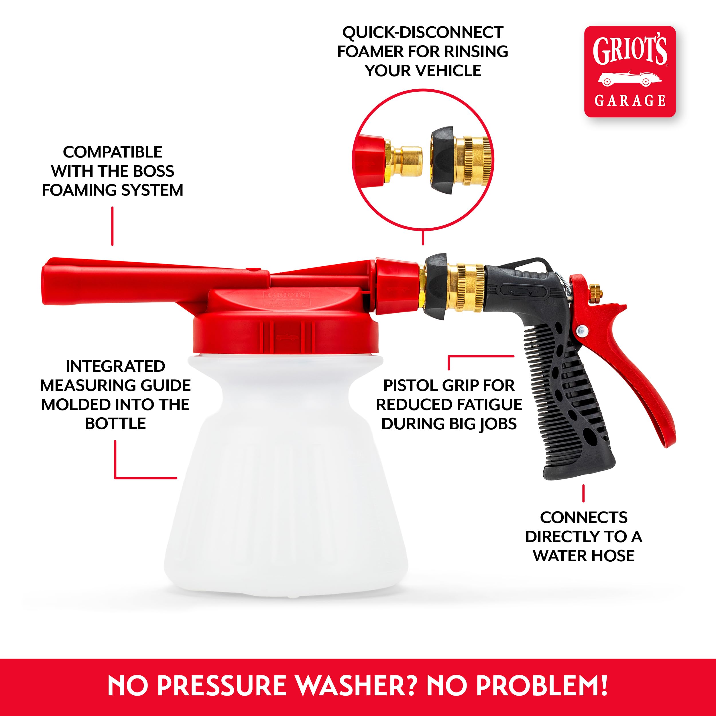 Griot's Garage Brilliant Finish Foaming Sprayer, Car Wash, SUV, RV, Boat, Vehicle, Foam Gun for Garden Hose, Soap Cannon, 32 Oz Bottle, 51140 - Image 5