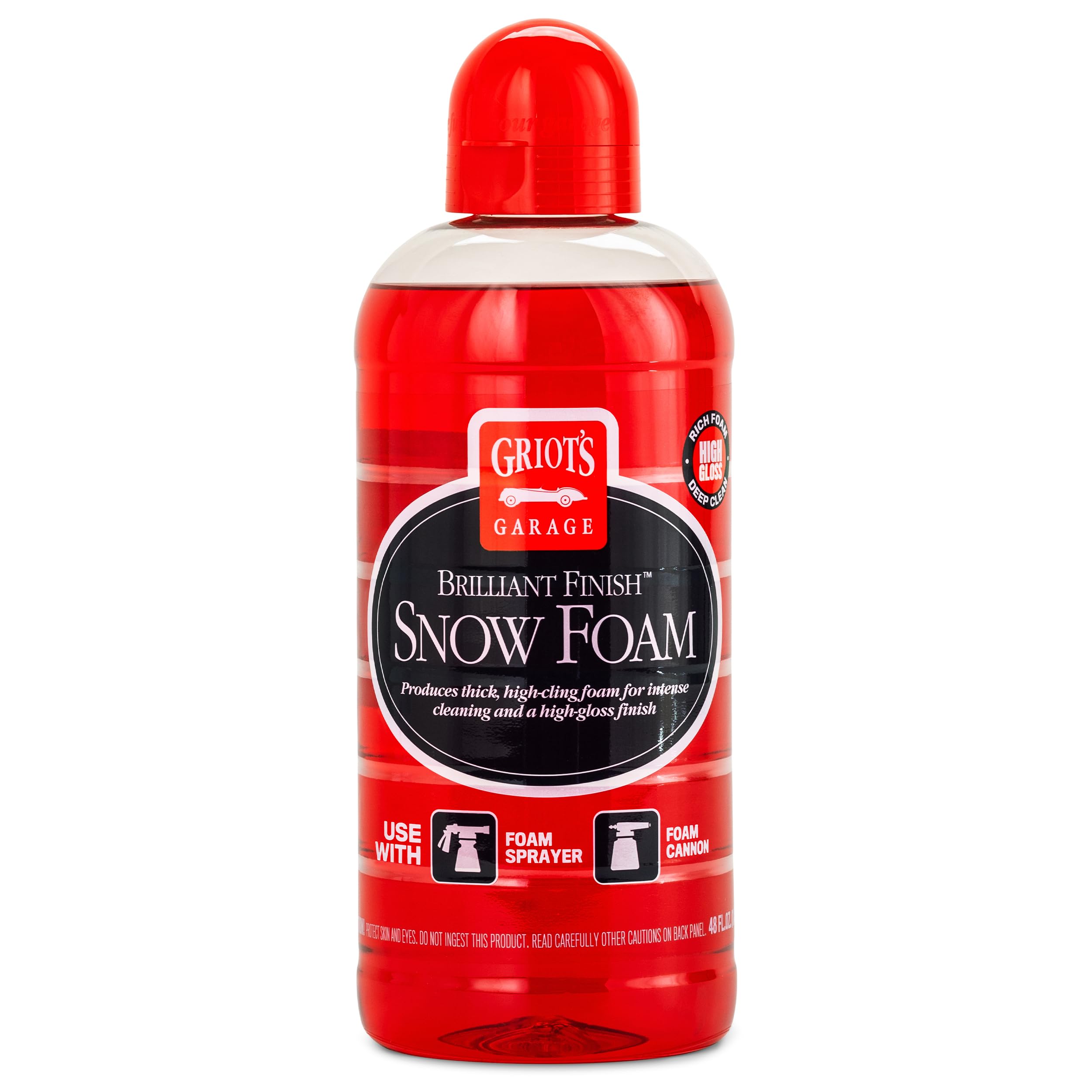 Griot's Garage Brilliant Finish Snow Foam, Foaming Car Wash Soap for Deep Cleaning and Glossy Shine, Use with Foam Cannons or Foaming Sprayers, 10848, 48oz