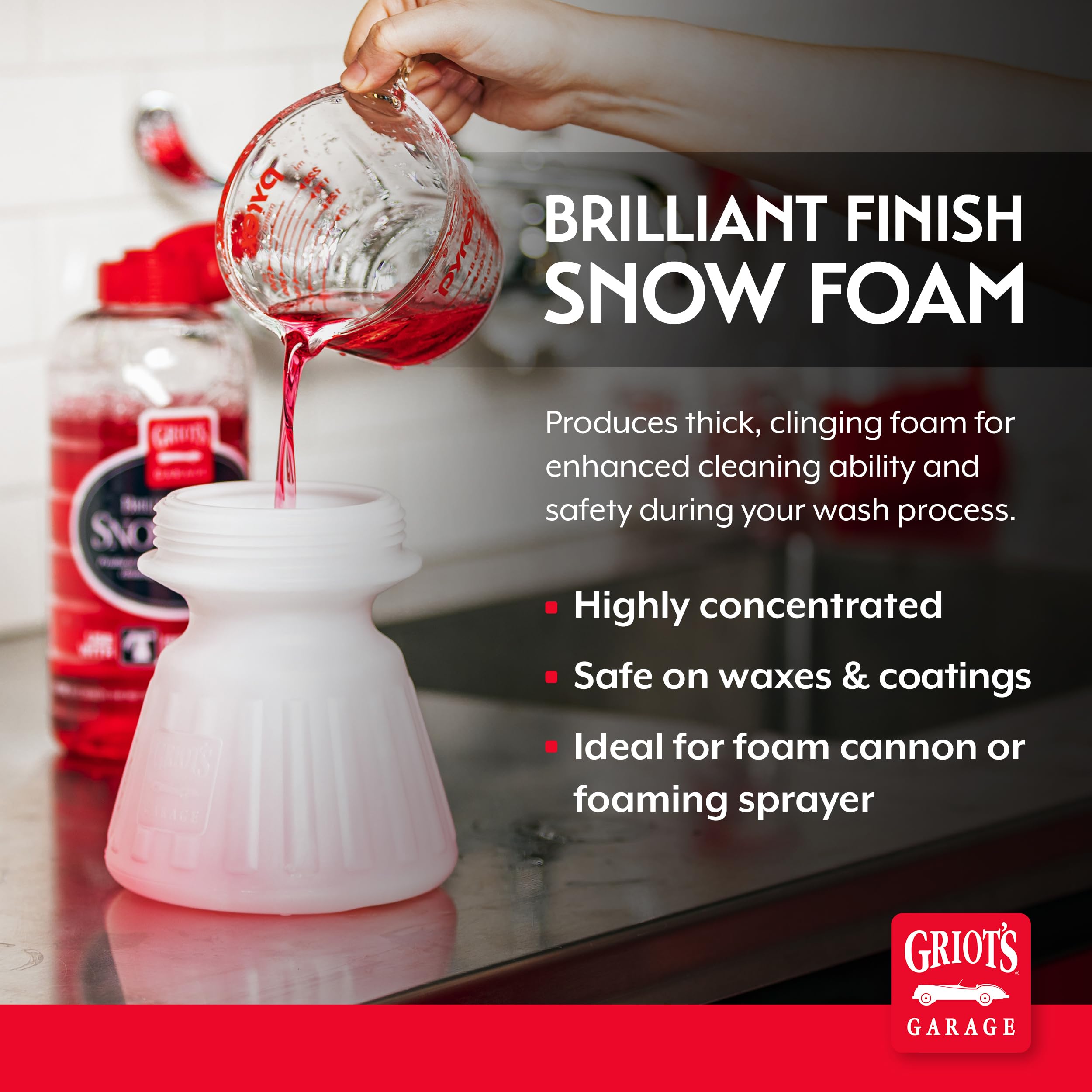 Griot's Garage Brilliant Finish Snow Foam, Foaming Car Wash Soap for Deep Cleaning and Glossy Shine, Use with Foam Cannons or Foaming Sprayers, 10848, 48oz - Image 2
