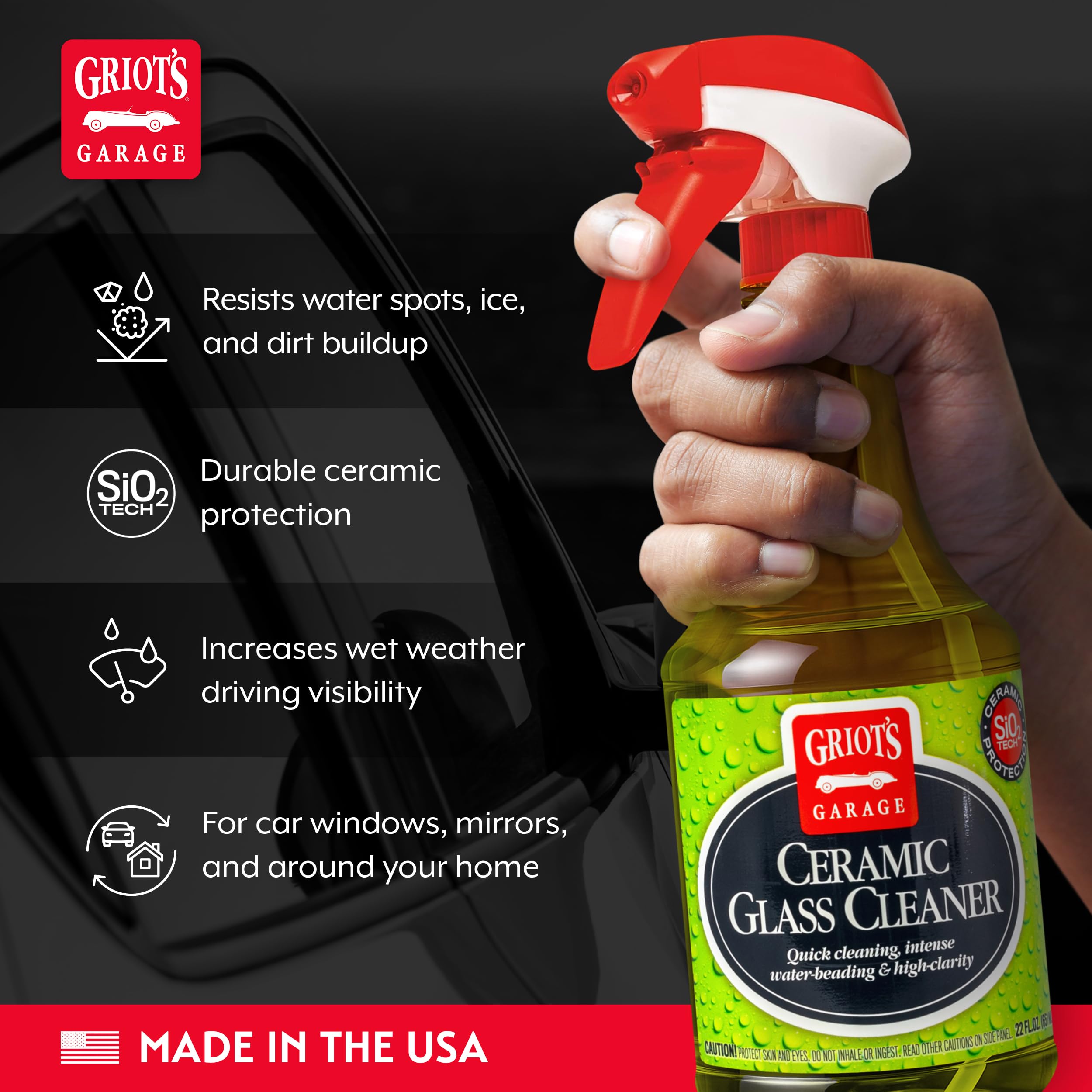 Griot's Garage Ceramic Glass Cleaner Spray for Car Windows, Windshields, Mirrors and Home Use, Cleans and Protects, Streak-Free, 10835, 22oz - Image 3