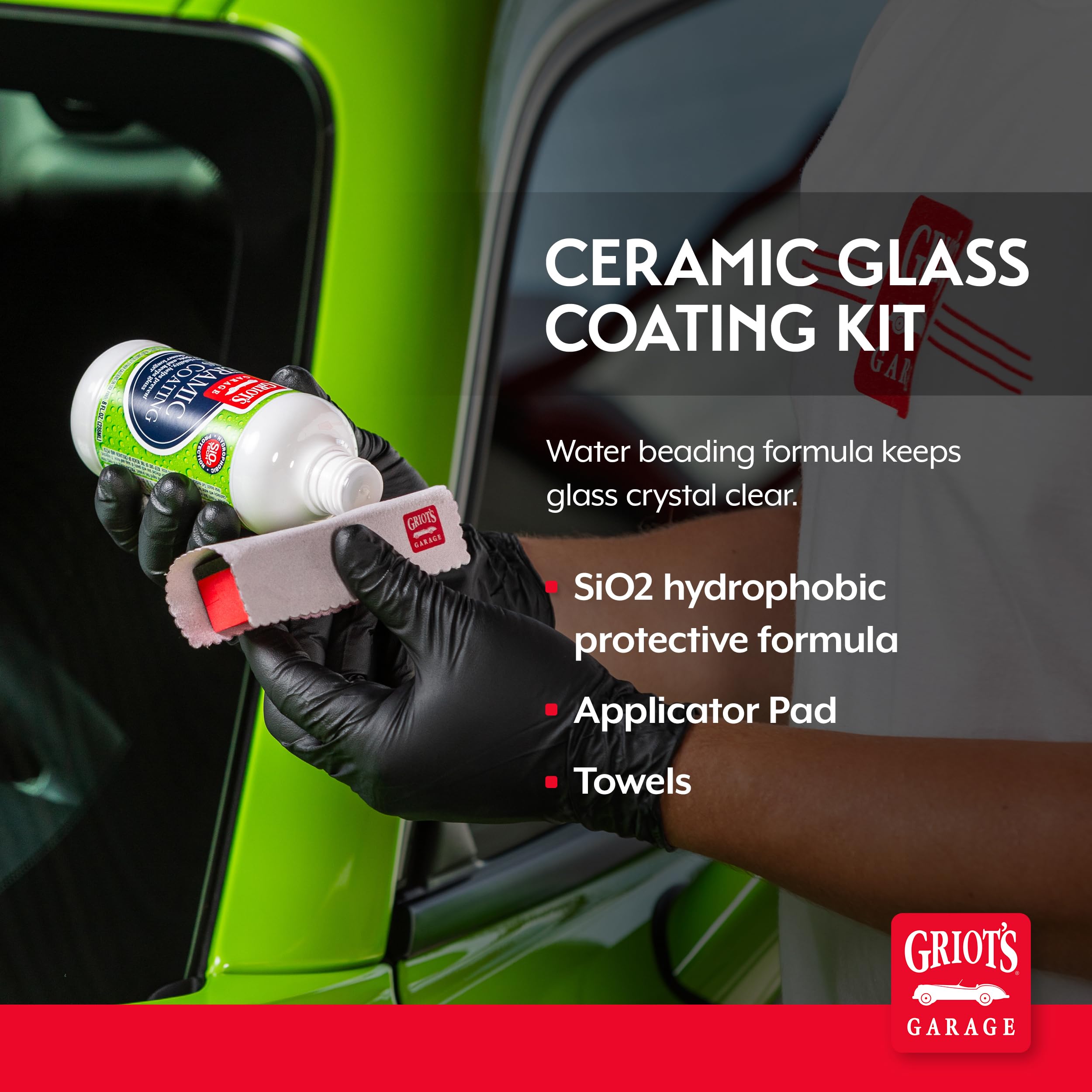 Griot's Garage Ceramic Glass Coating Kit for Car Detailing, Includes SiO2 Hydrophobic Protective Formula, Applicator Pad, and Towels, 10867 - Image 2