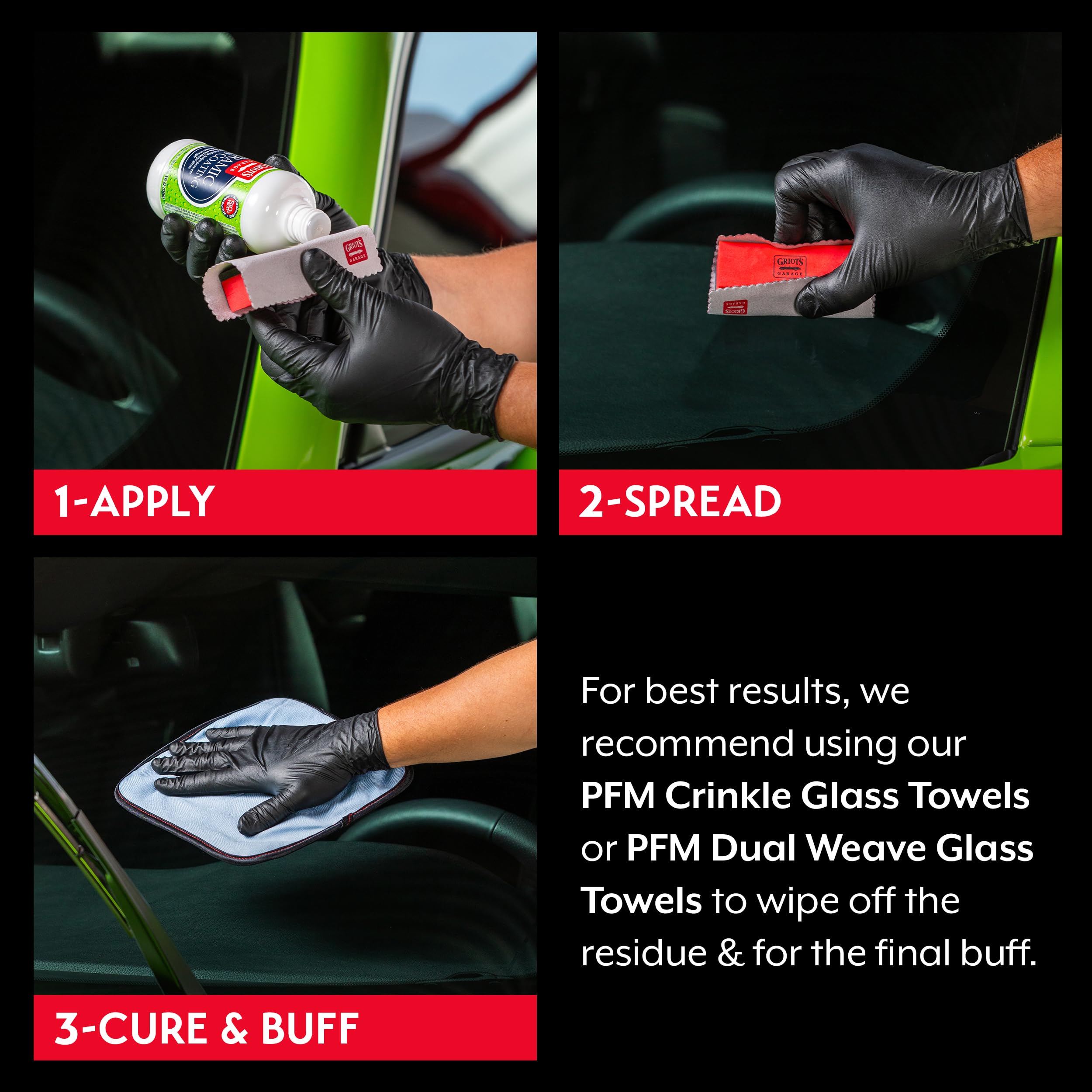 Griot's Garage Ceramic Glass Coating Kit for Car Detailing, Includes SiO2 Hydrophobic Protective Formula, Applicator Pad, and Towels, 10867 - Image 4