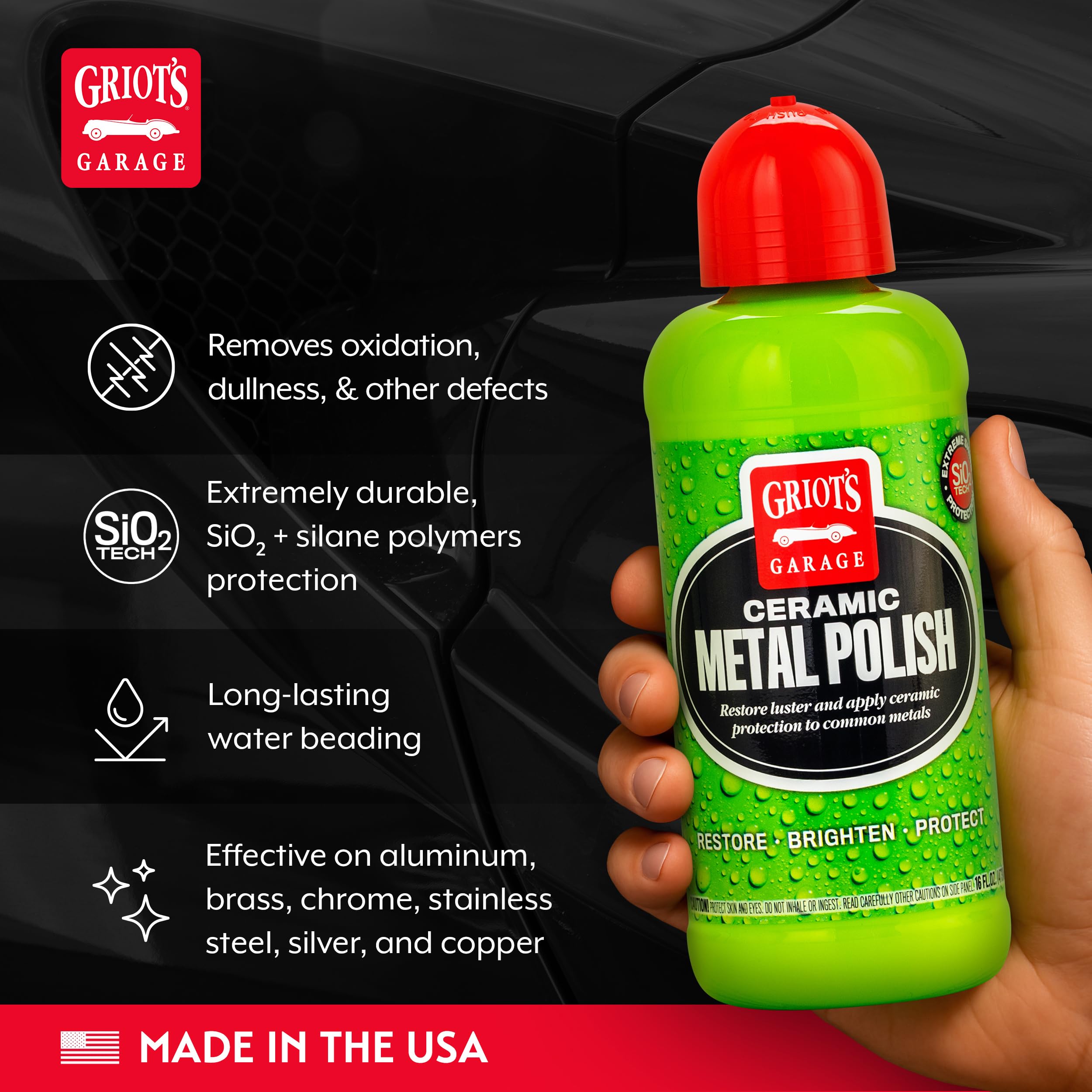 Griot's Garage Ceramic Metal Polish for Car Detailing, Restorer and Oxidation Remover for Aluminum, Brass, Chrome, Stainless Steel, Silver, and Copper, 16 Ounces, 10864 - Image 3