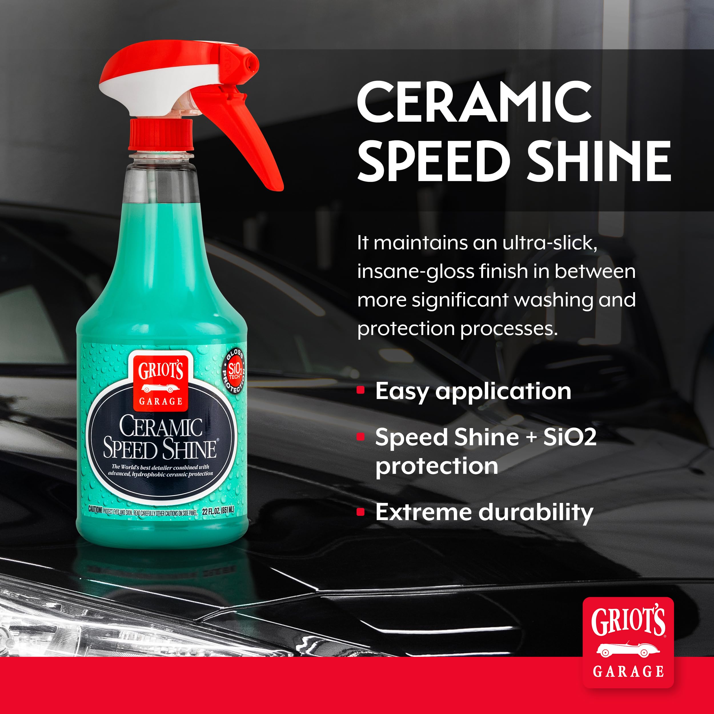 Griot's Garage Ceramic Speed Shine Detail Spray for Car Detailing, Provides a High-Gloss Finish and Extends Life of Coatings, 10945, 22 oz - Image 2