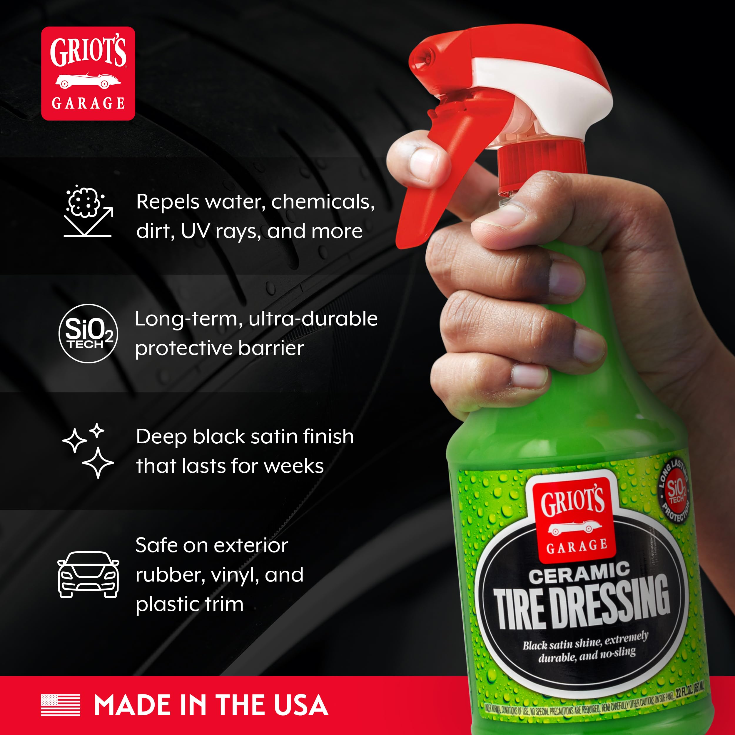 Griot's Garage Ceramic Tire Dressing Coating for Car Detailing, Safe for Rubber, Vinyl, and Plastic Trim on Cars, Trucks, SUVs, Motorcycles, and RVs, 10842, 22oz - Image 3