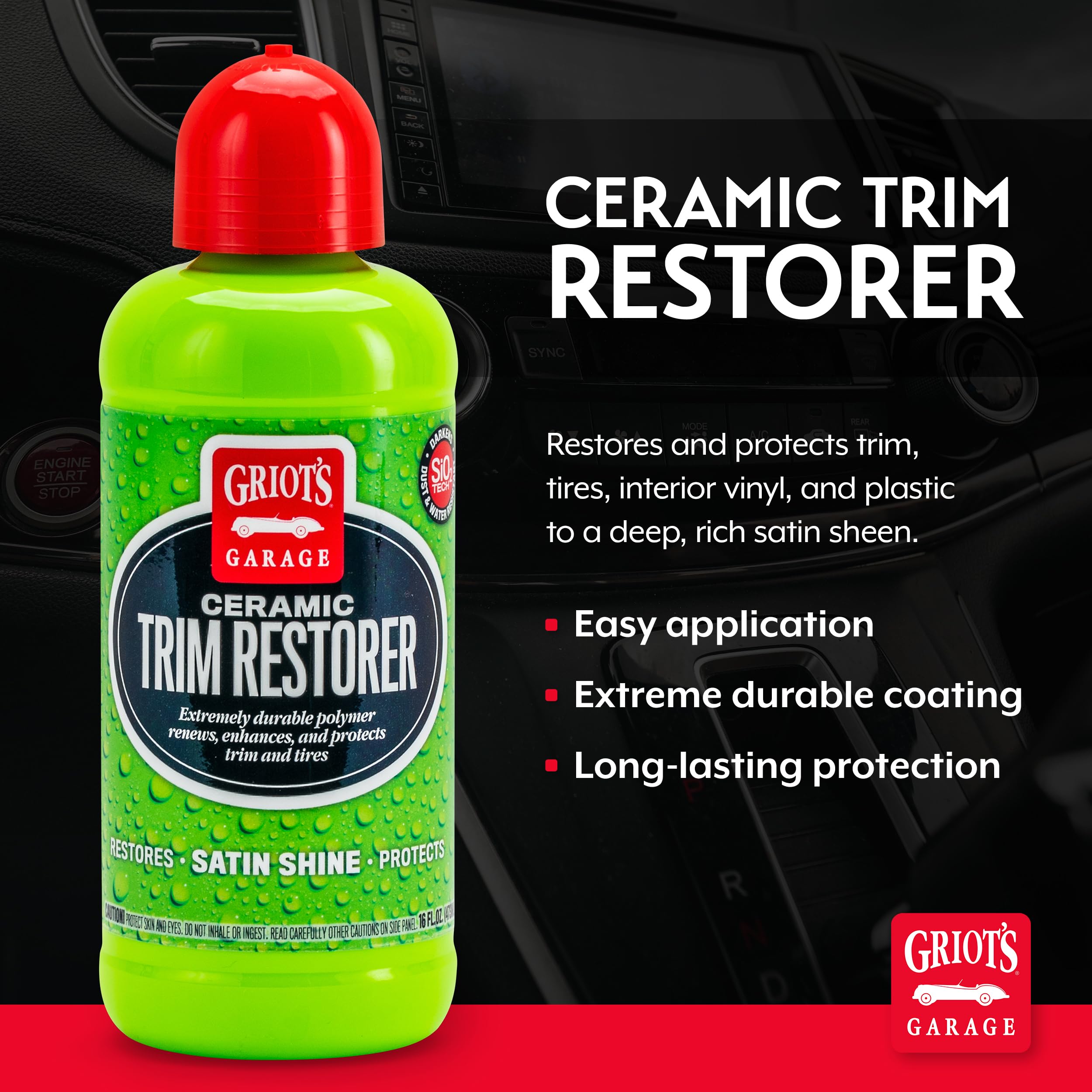Griot's Garage Ceramic Trim Restorer for Car Detailing, Ceramic-Infused Coating for Exterior and Interior Plastics, Vinyl, and More, 10944, 16oz - Image 2