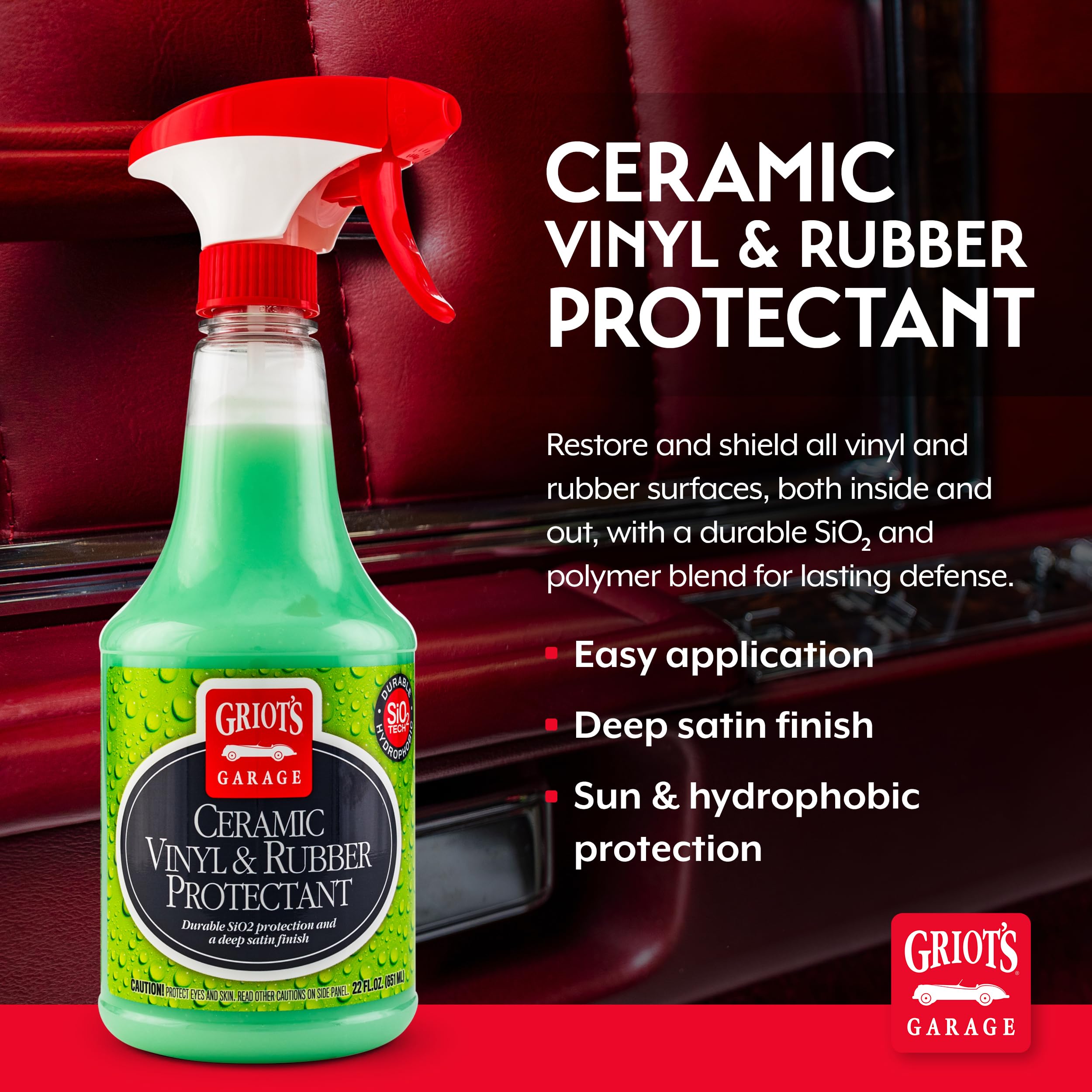 Griot's Garage Ceramic Vinyl and Rubber Protectant for Car Detailing, Restorer and Protectant for Dashboards, Door Panels, Tires, Exterior Trim, Moldings, and More, 10821, 22oz - Image 2