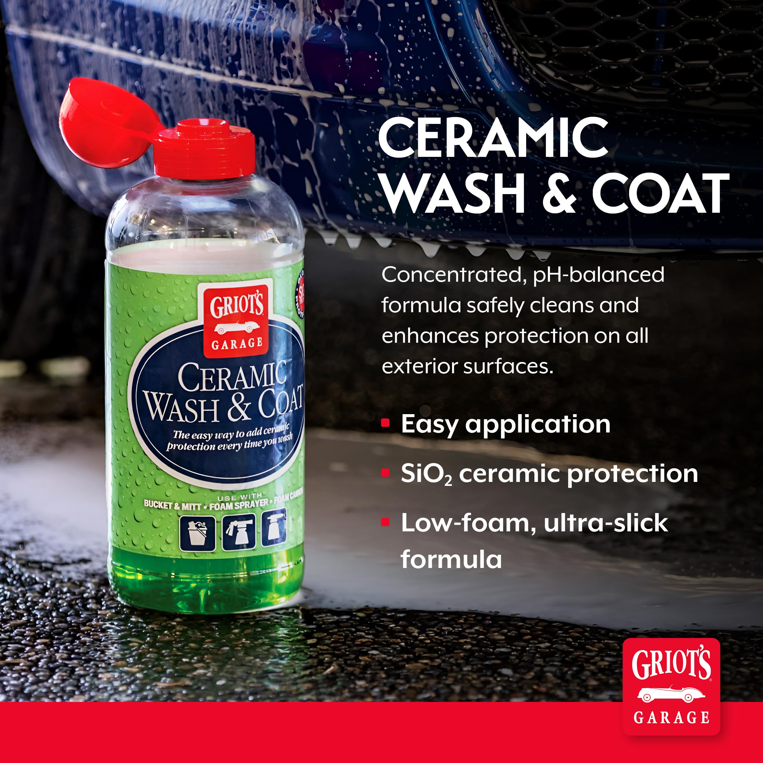 Griot's Garage Ceramic Wash and Coat for All Car Exterior Surfaces, Lubricant Rich, Provides Durable Car Paint Protection, 10885, 48oz - Image 2