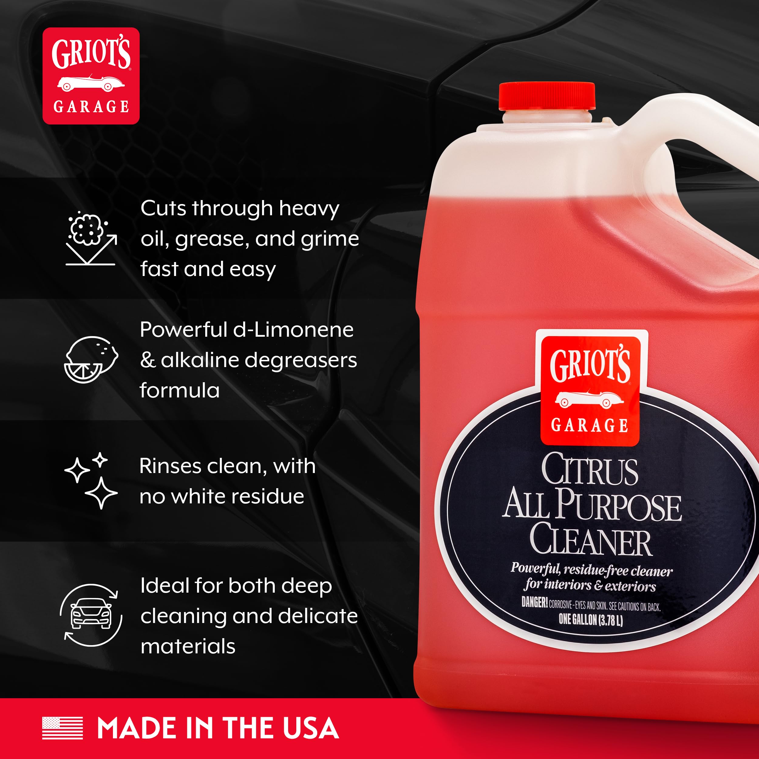 Griot's Garage Citrus All Purpose Cleaner for Car Detailing, Works for Exterior and Interior Surfaces Including Carpet, Upholstery, Vinyl, Plastic, and More, 10844, One Gallon - Image 3