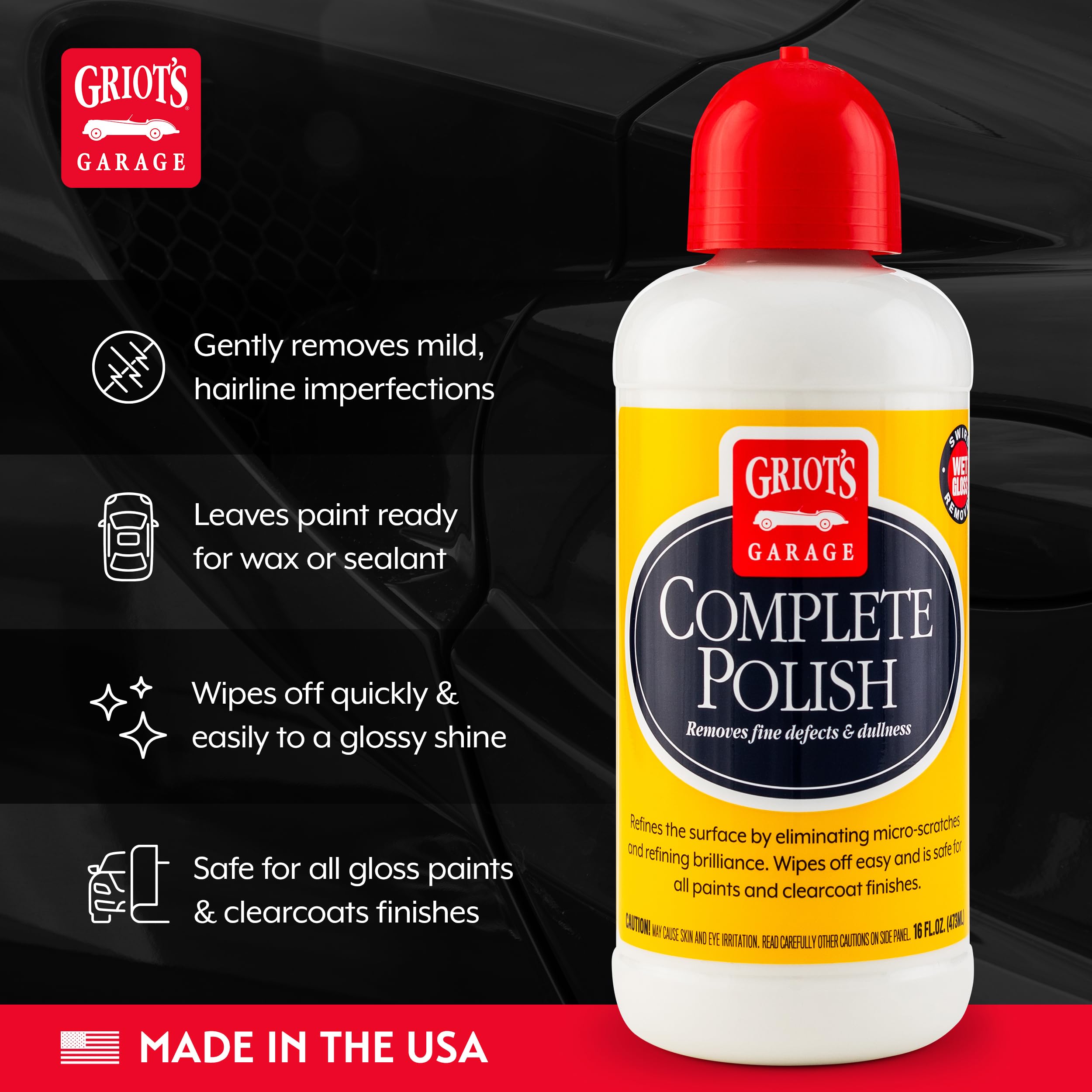Griot's Garage Complete Polish, Car Scratch Remover for Automotive Paint Finishes, Removes Fine Scratches and Dullness, 10876, 16oz - Image 3