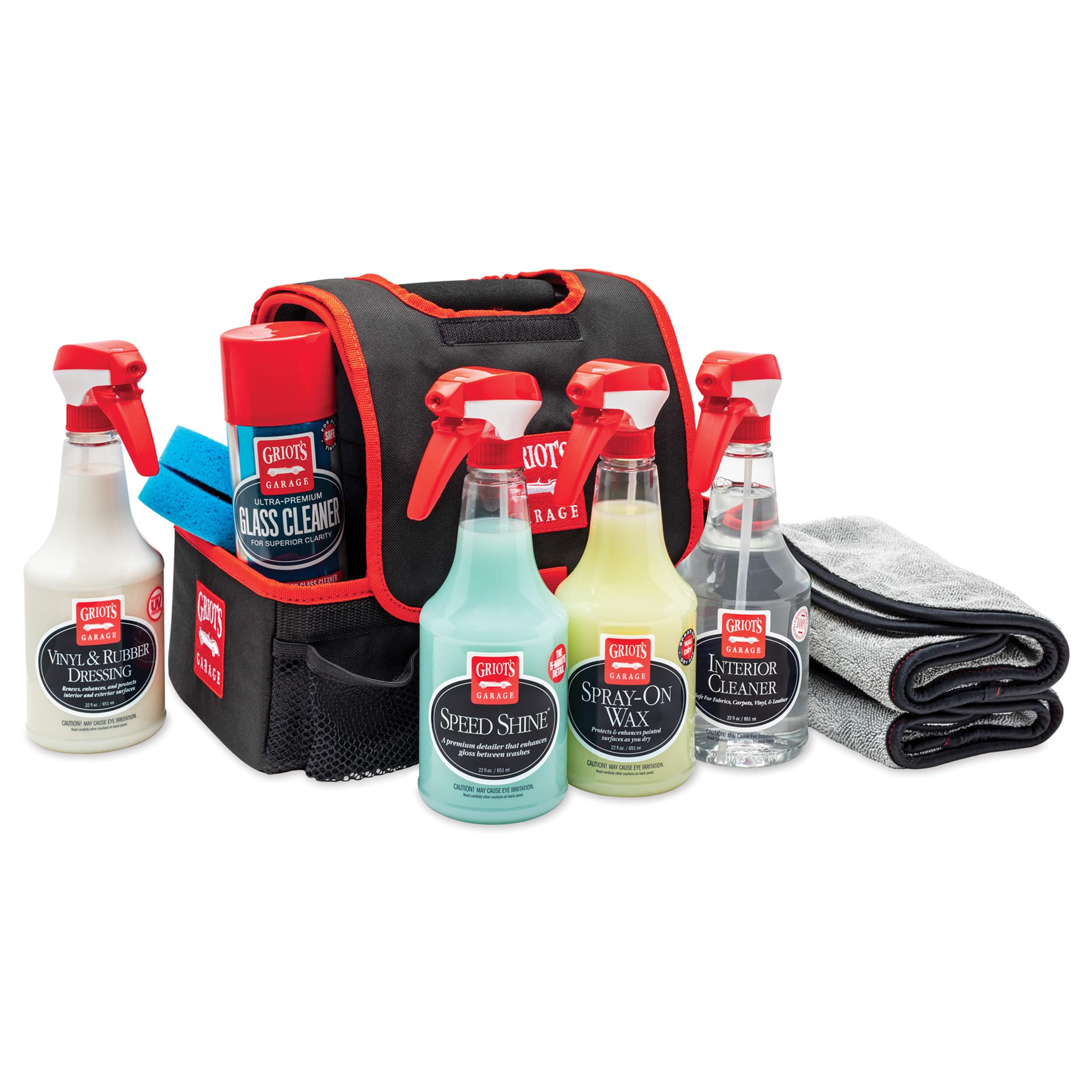 Griot's Garage Concours Lawn Kit, Vehicle Detailing Set, Includes Car Wax, Auto Detailer, Cleaner, Vinyl and Rubber Dressing, Detail Sponge and Towels, Concours Bag and More, 11389