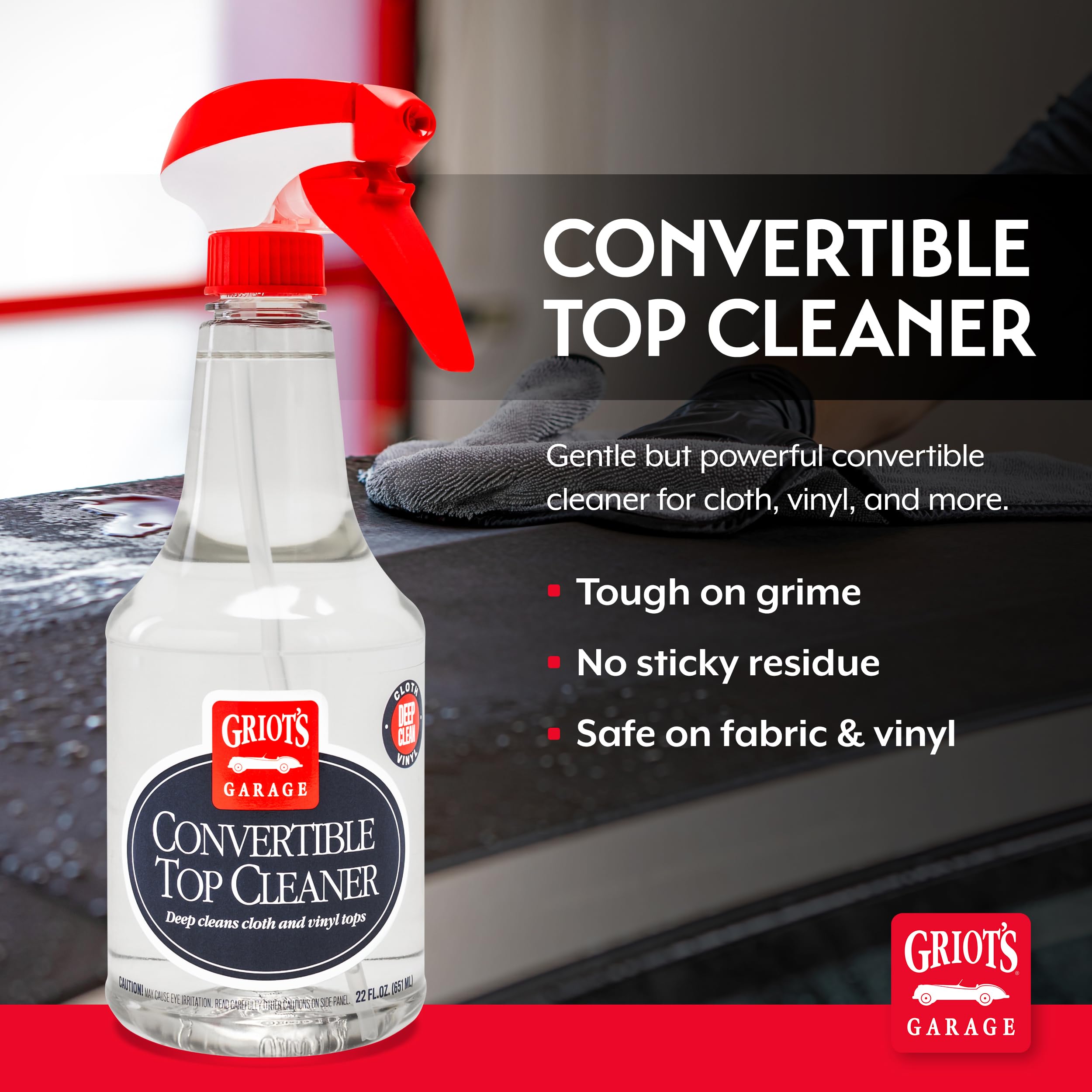 Griot's Garage Convertible Soft Top Cleaner Spray for Vinyl and Cloth Fabric, Car Detailing Supplies and Cleaning Products, 22 Oz, 10855 - Image 2