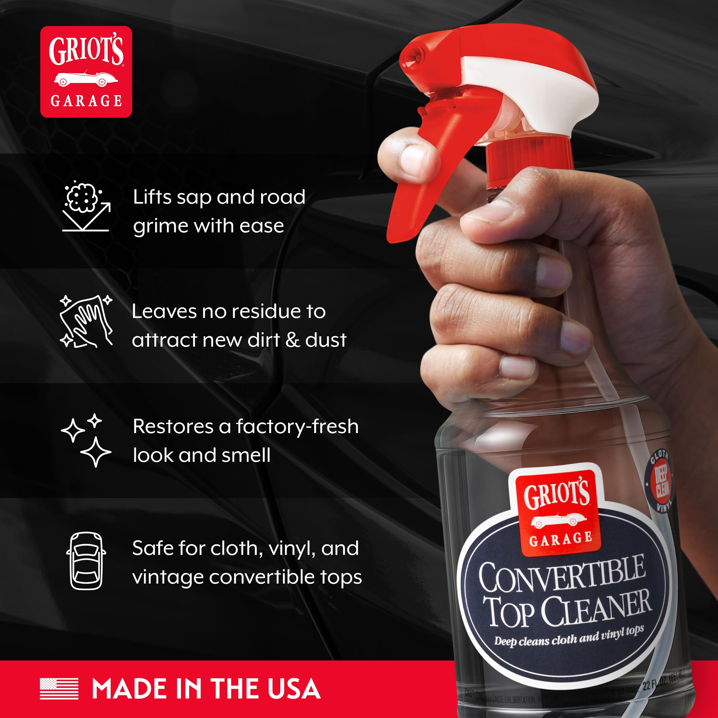 Griot's Garage Convertible Soft Top Cleaner Spray for Vinyl and Cloth Fabric, Car Detailing Supplies and Cleaning Products, 22 Oz, 10855 - Image 3